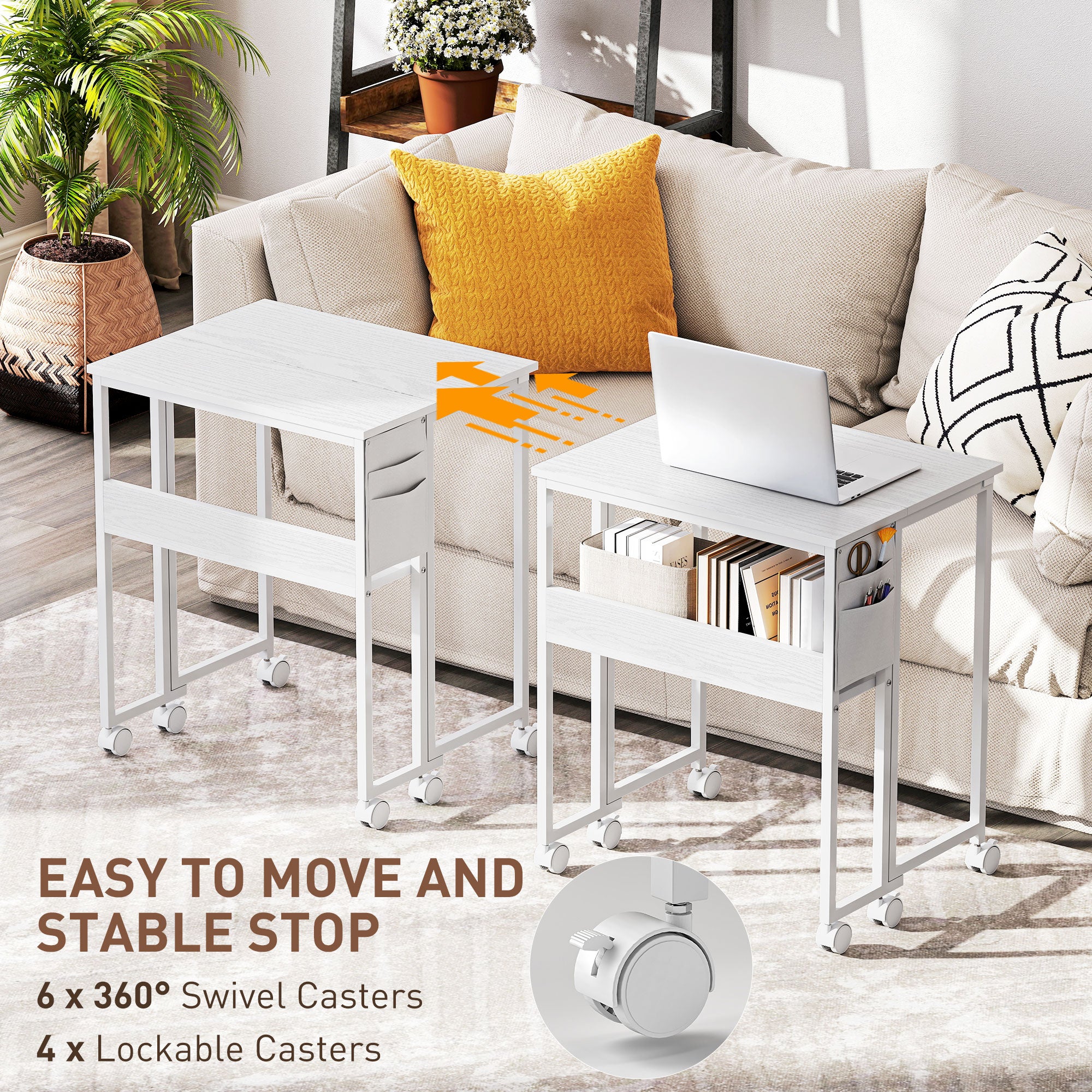 HOMCOM 63 cm Drop Leaf Writing Work Desk - White - North Peak Garden Furniture
