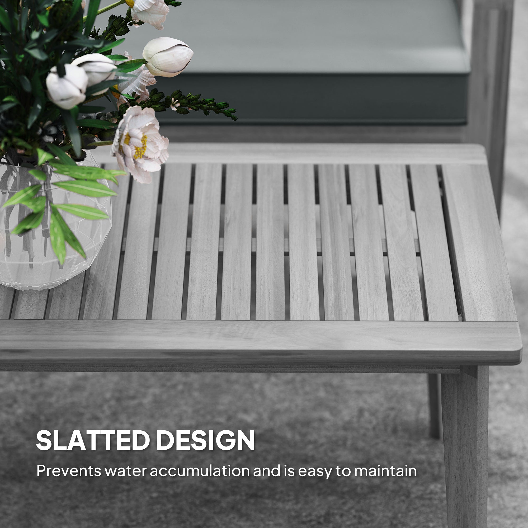 Outsunny 4-Piece Wooden Garden Furniture Set with Cushions - Light Grey - North Peak Garden Furniture
