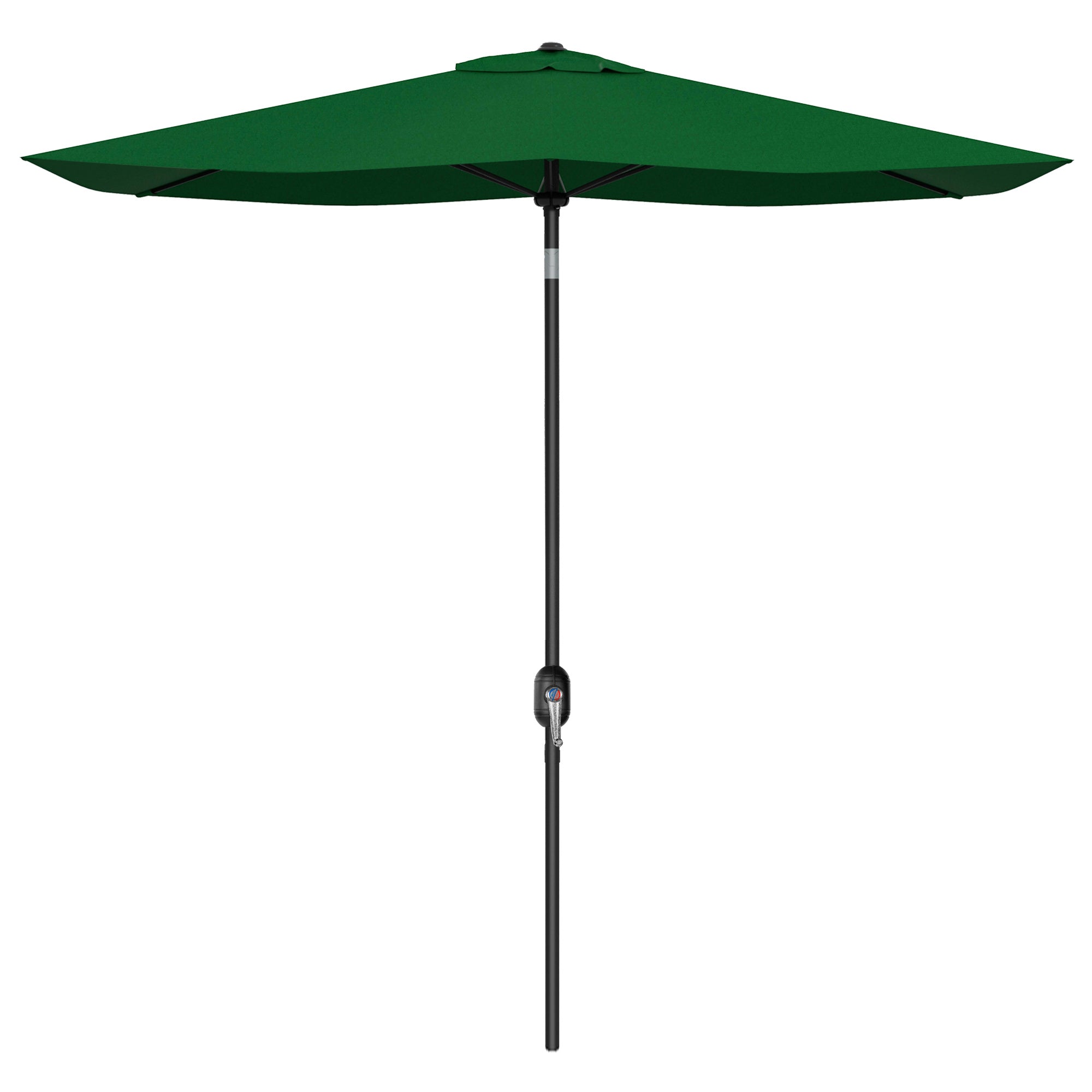 Outsunny Rectangular Outdoor Parasol Market Umbrella with Crank & Push Button Tilt, 6 Ribs, Aluminium Pole, 2 x 3(m), Green