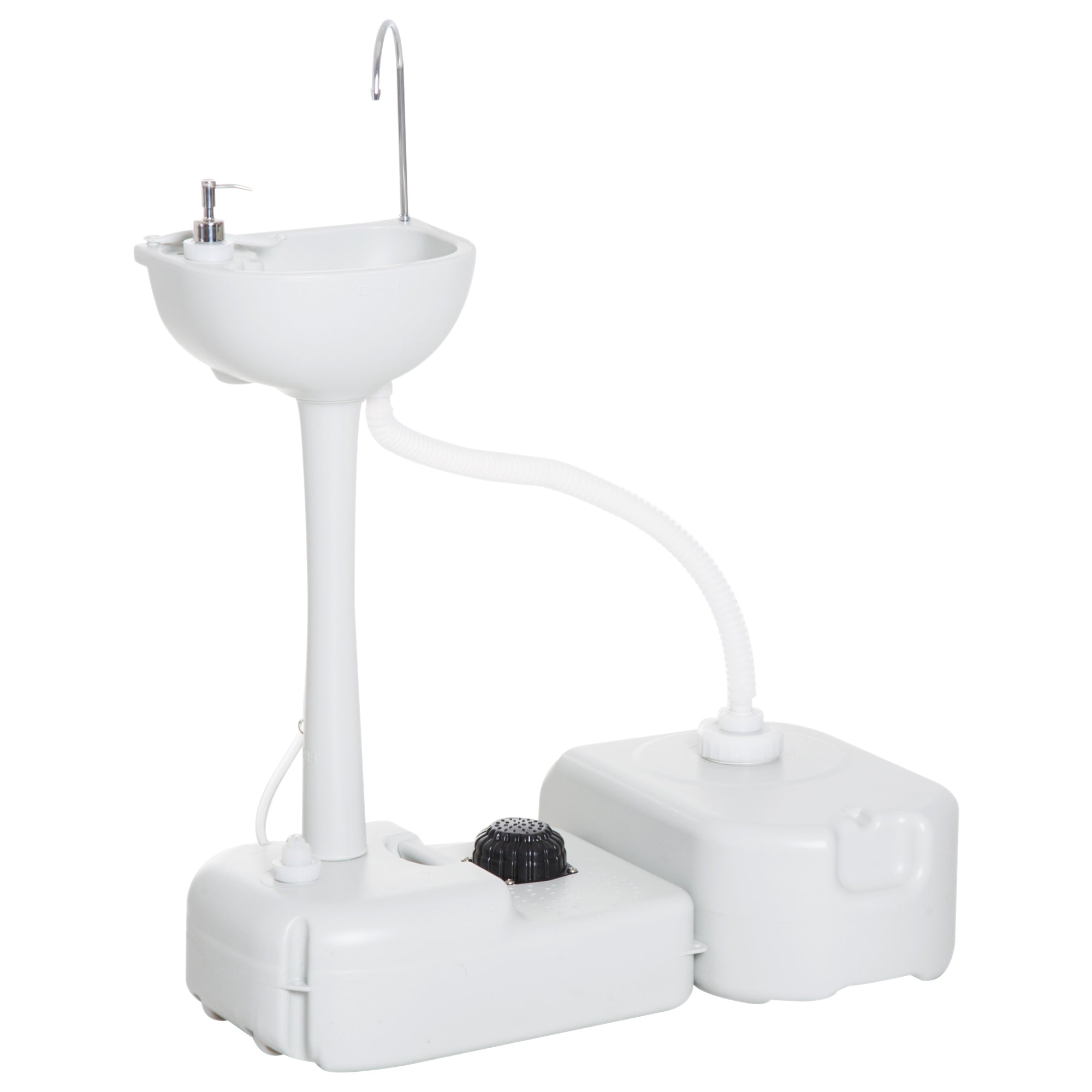 Outsunny Portable Camping Sink with Running Water and Wastewater Tank, Hand Wash Basin with Rolling Wheels, Foot Pump, Soap Dispenser for Outdoor Events, Gatherings, Picnic - North Peak Garden Furniture