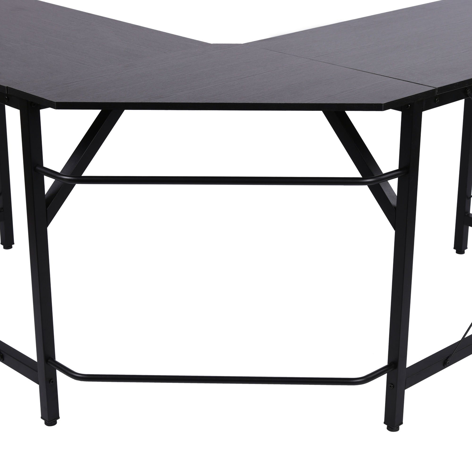 HOMCOM L-Shaped Corner Desk, Computer Desk for Home Office, Space-Saving Study Workstation, Easy to Assemble, 150 x 150 x 76cm, Black - North Peak Garden Furniture