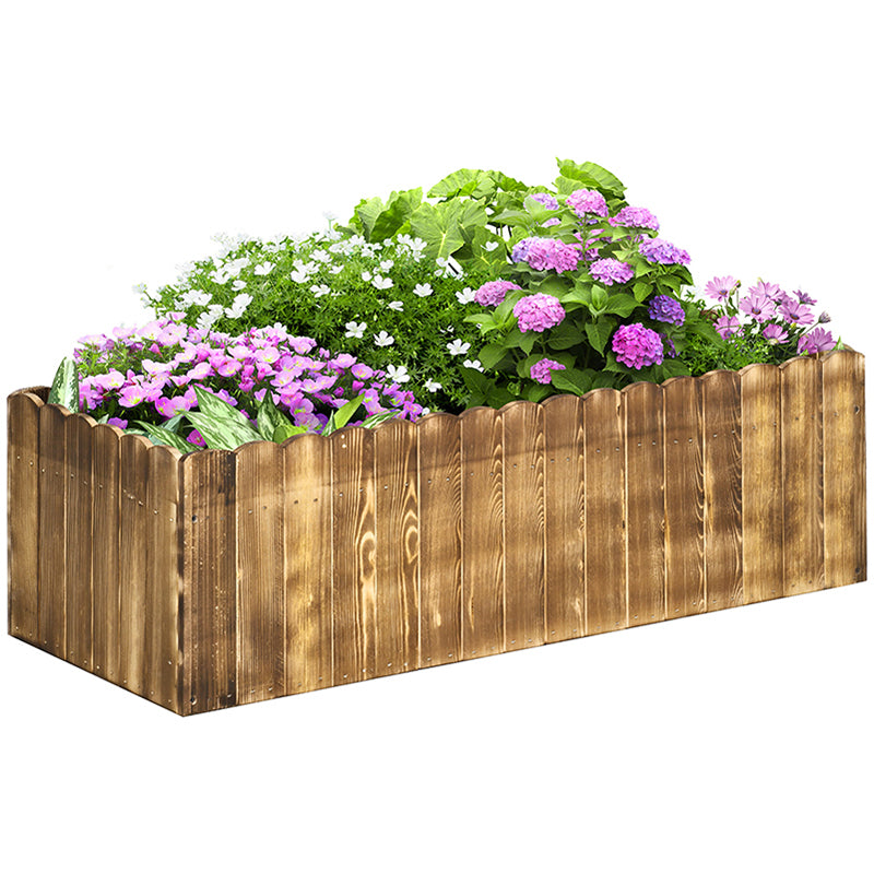 Outsunny 109L Raised Garden Bed, Wooden Rectangle Planter Box, Outdoor Herb Vegetable Flower Pot (100L x 40W x 30H cm)