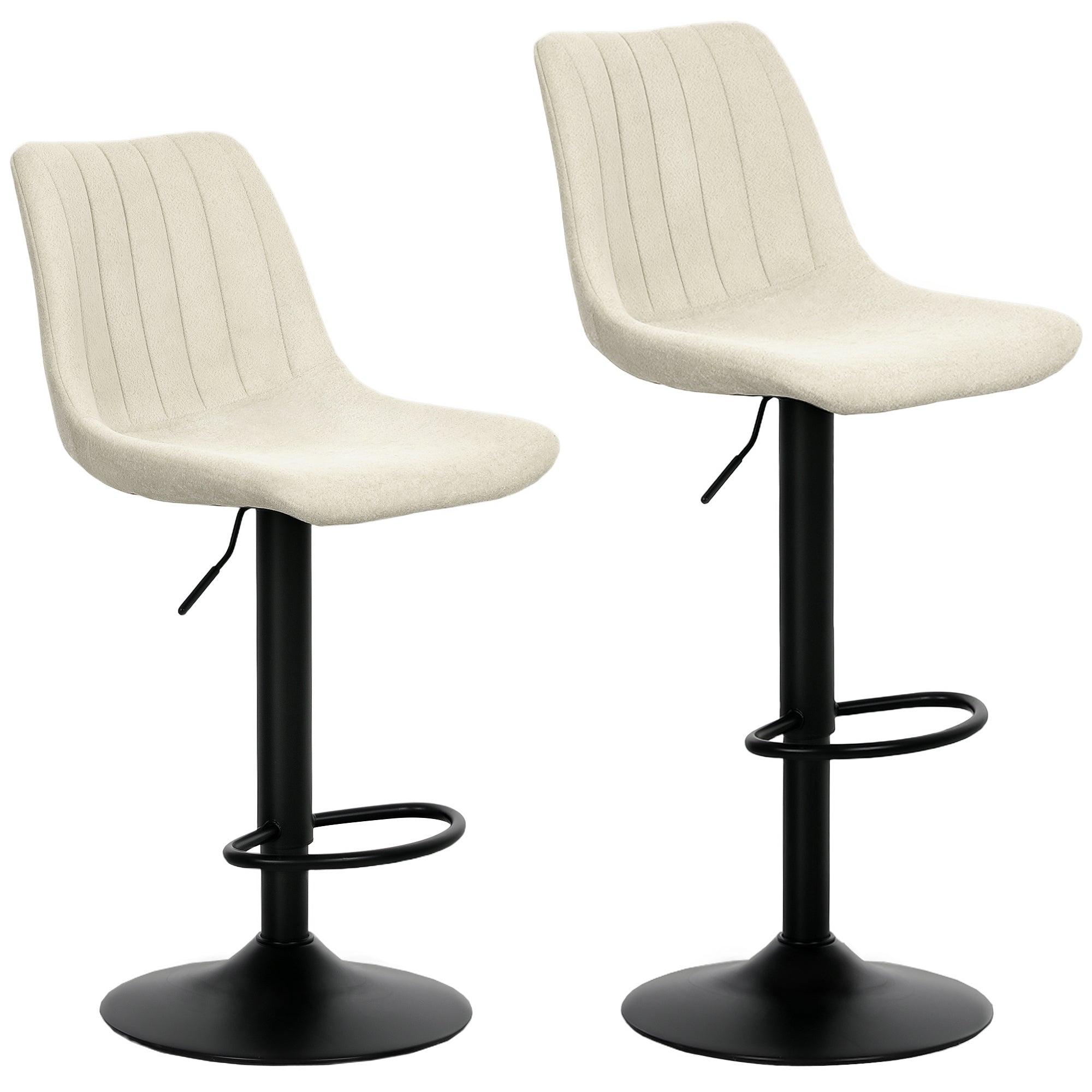 HOMCOM Set of Two Chenille-Feel Tub Bat Stools - Beige - North Peak Garden Furniture