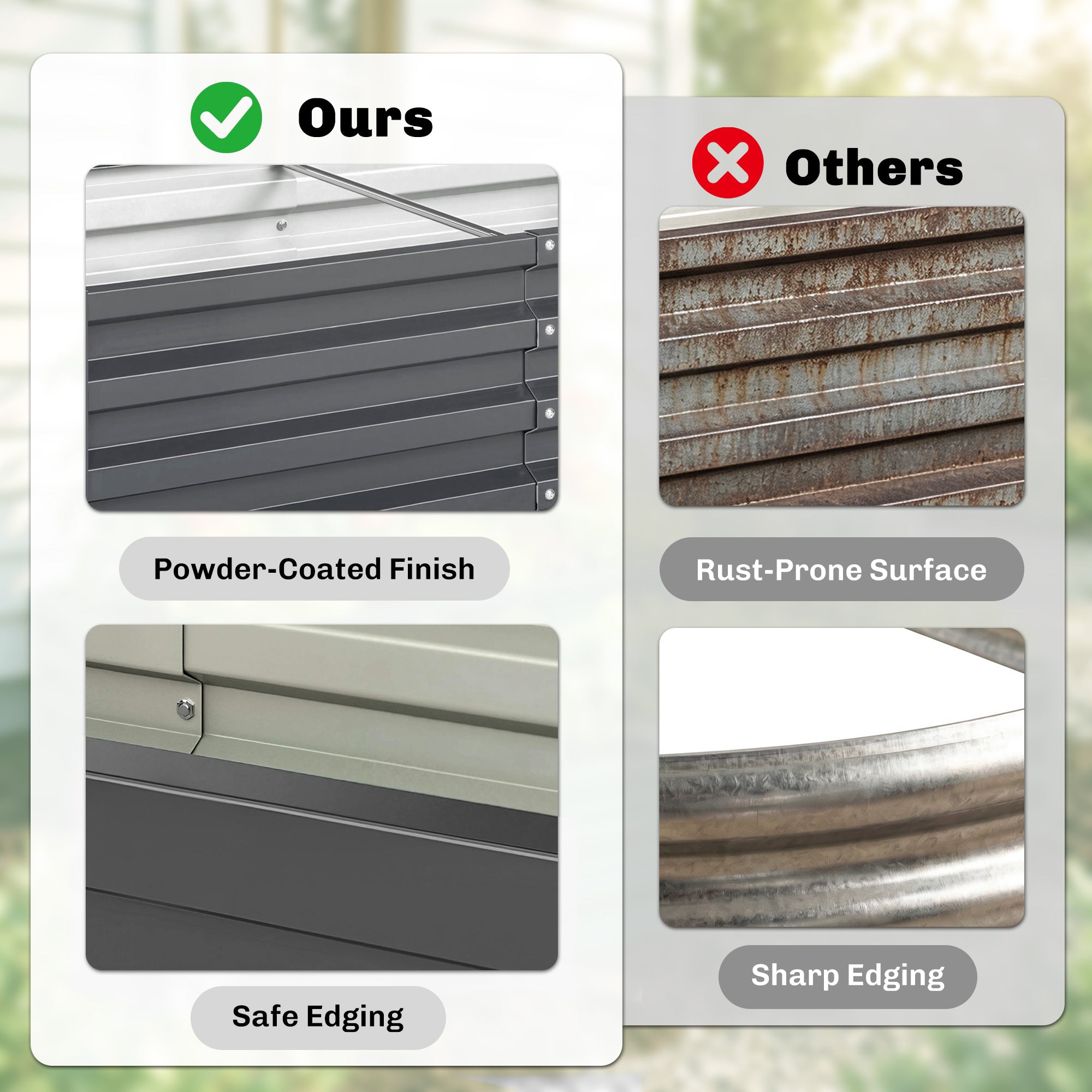 Outsunny Raised Beds for Garden, Galvanised Outdoor Planters for Herbs and Vegetables, for Patio, Garden, Balcony, Light Grey