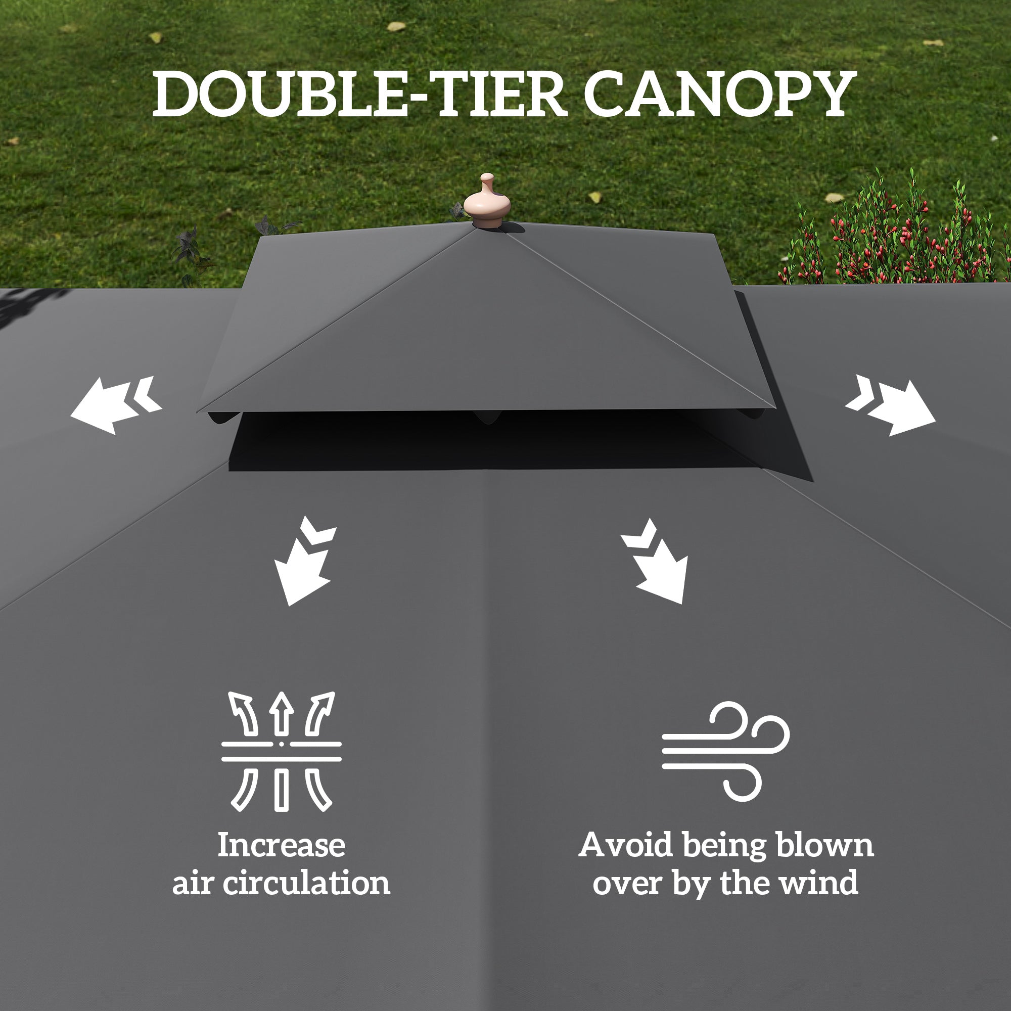 Outsunny 3 m Square Canopy Parasol - Black - North Peak Garden Furniture