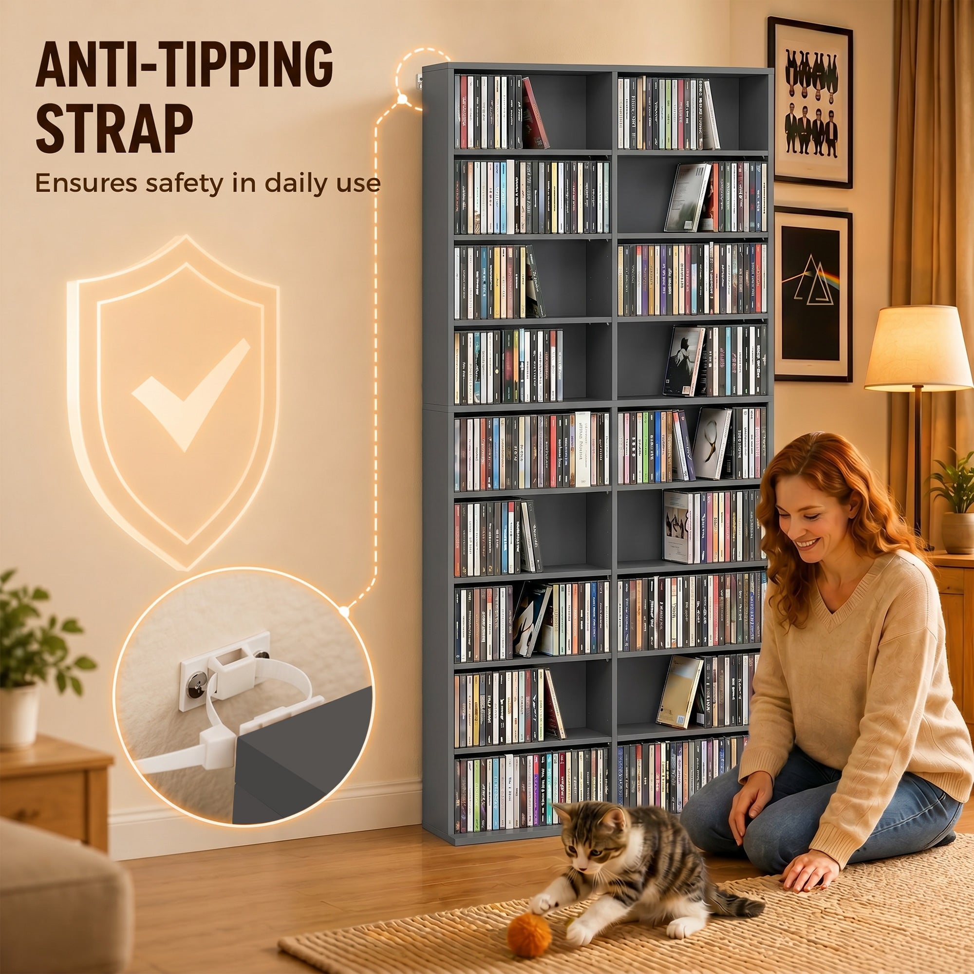 HOMCOM 640 CD Storage Tower - Grey