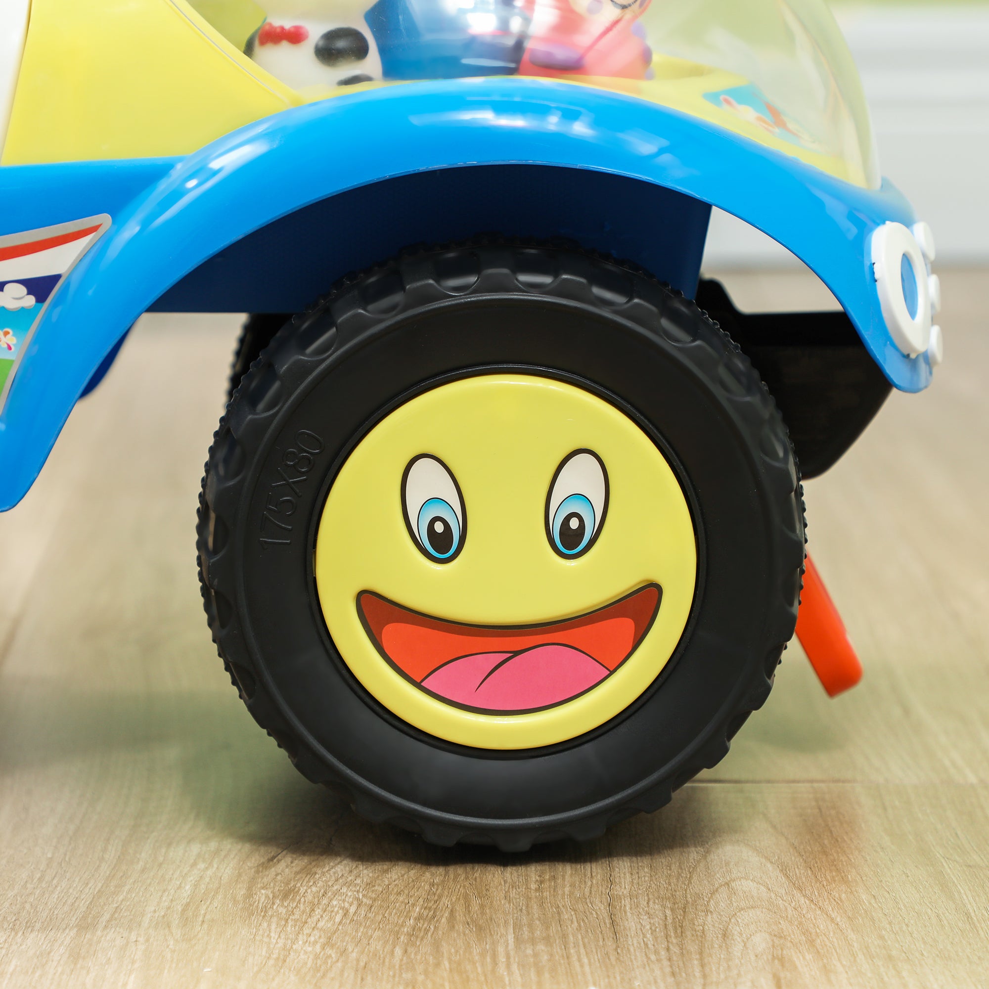 AIYAPLAY Foot to Floor oddler Ride on Toy w/ Music, Light, Horn, Under Seat Storage, Anti-Over-Backwards Device, Blue