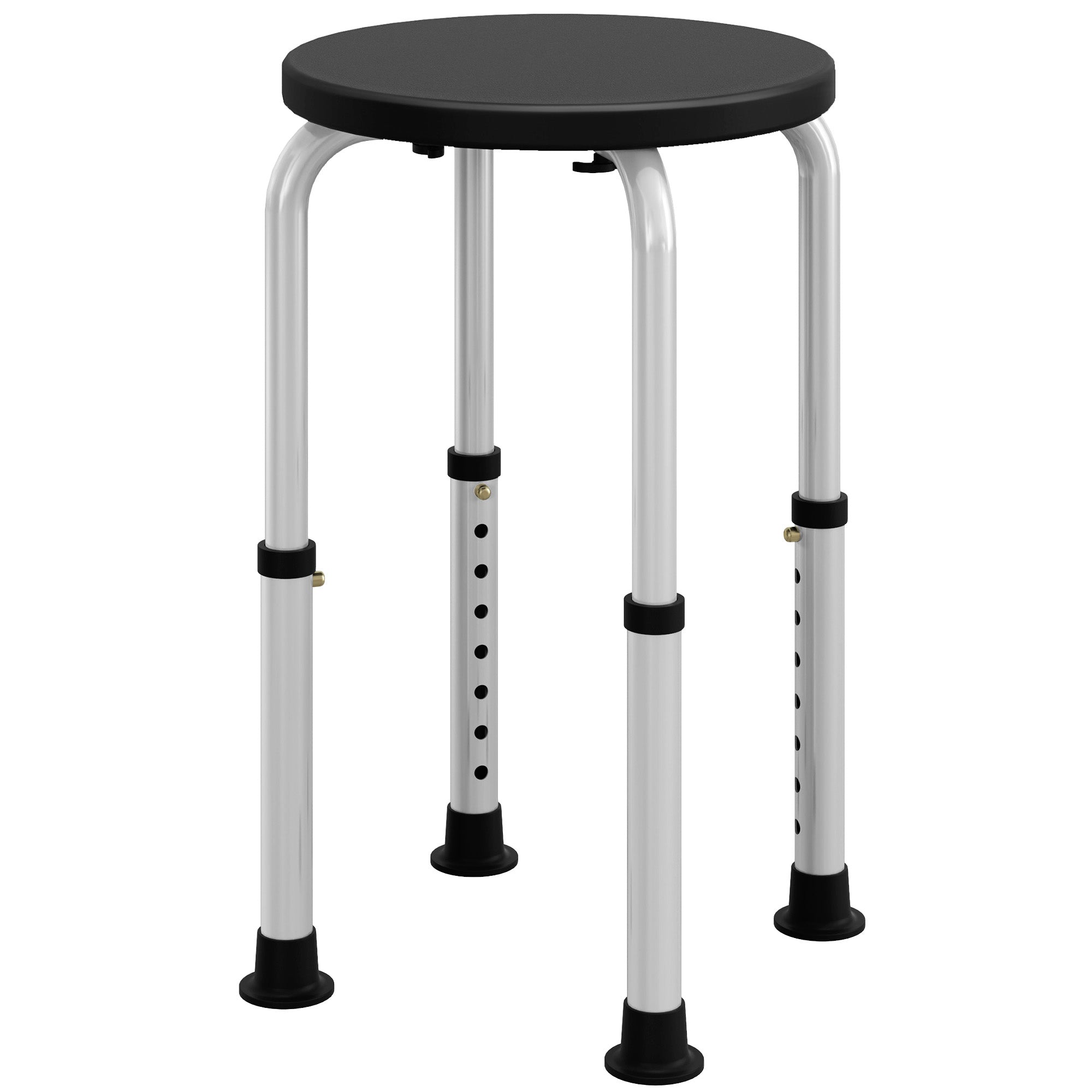 HOMCOM Shower Chair, Height Adjustable Aluminium Shower Stool with Non-Slip Feet for Disabled, Elderly, Black - North Peak Garden Furniture