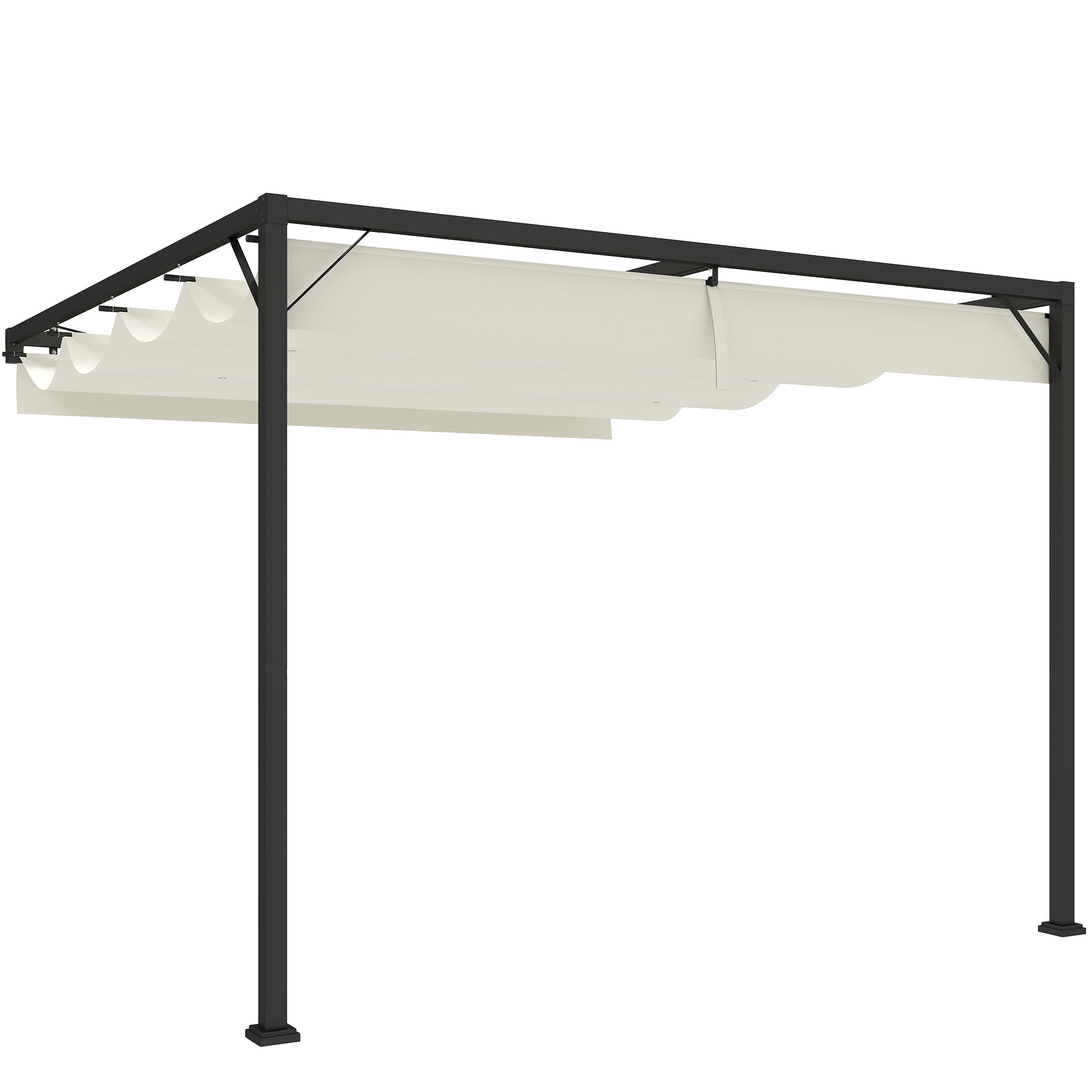 Outsunny 3 x 3(m) Outdoor Pergola with Retractable Canopy -Cream White - North Peak Garden Furniture