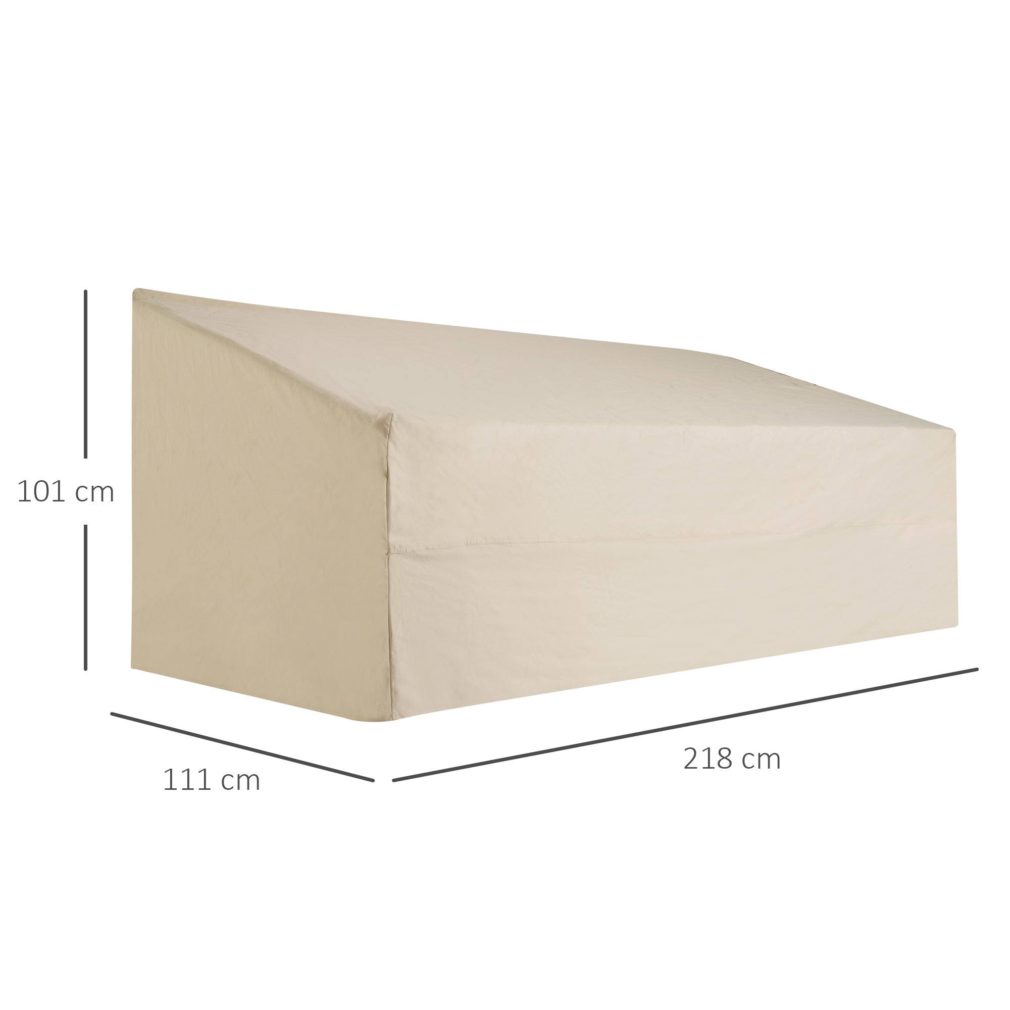 Outsunny Sofa Cover: Waterproof 600D Oxford Cloth, Large Patio Furniture Protector, Beige, 218x111x63-101cm