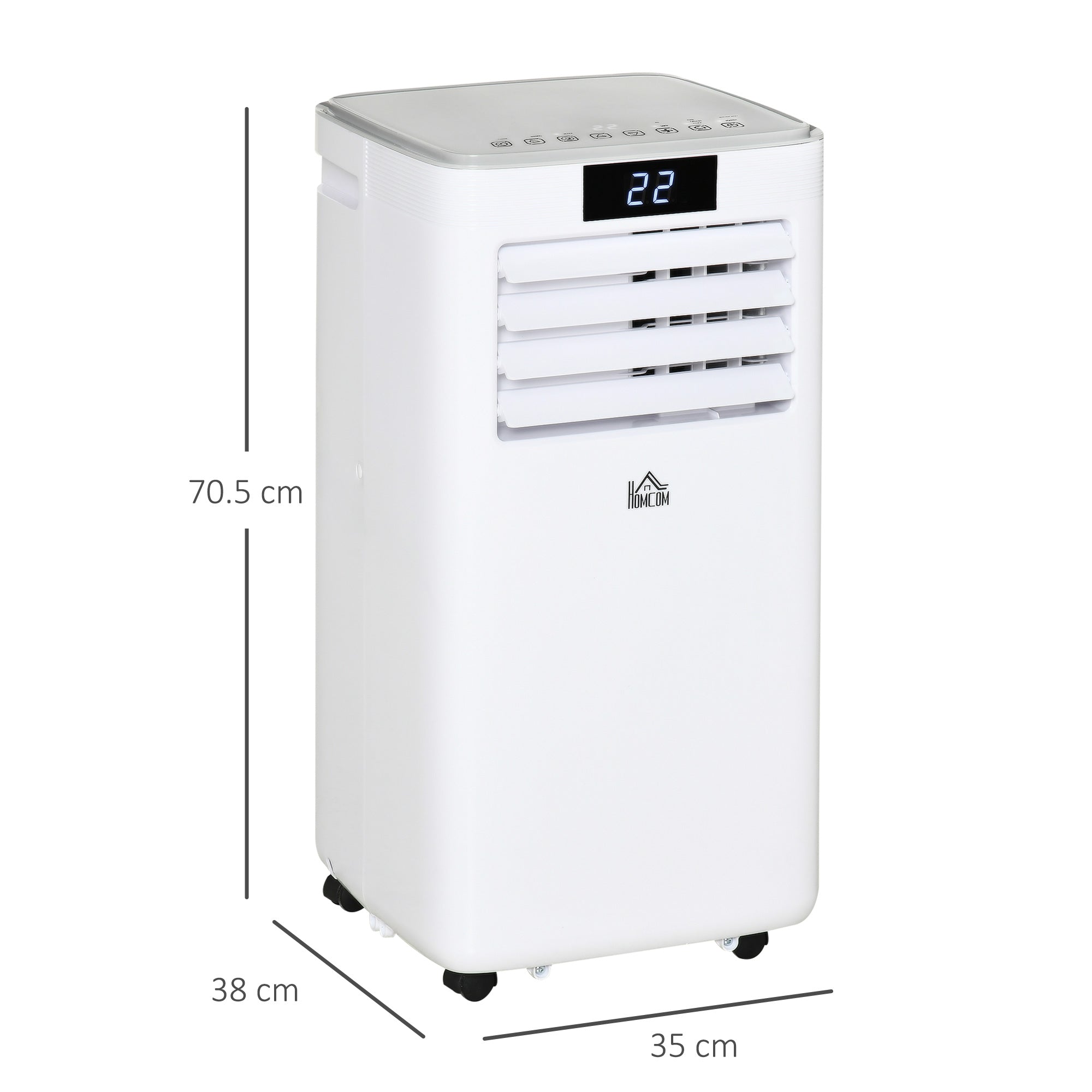 HOMCOM 7000 BTU Air Conditioning Unit, 3-in-1 Portable Air Conditioner, Dehumidifier, Cooling Fan with Remote Control, LED Display, 2 Speeds, 24H Timer, Window Venting Kit, 15m² - North Peak Garden Furniture