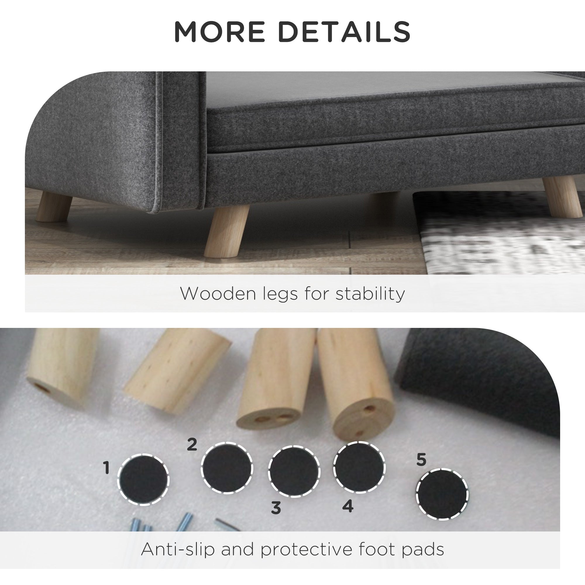 PawHut Elevated Dog Sofa Bed, with Cushion, for Medium and Small Dogs, Grey - North Peak Garden Furniture