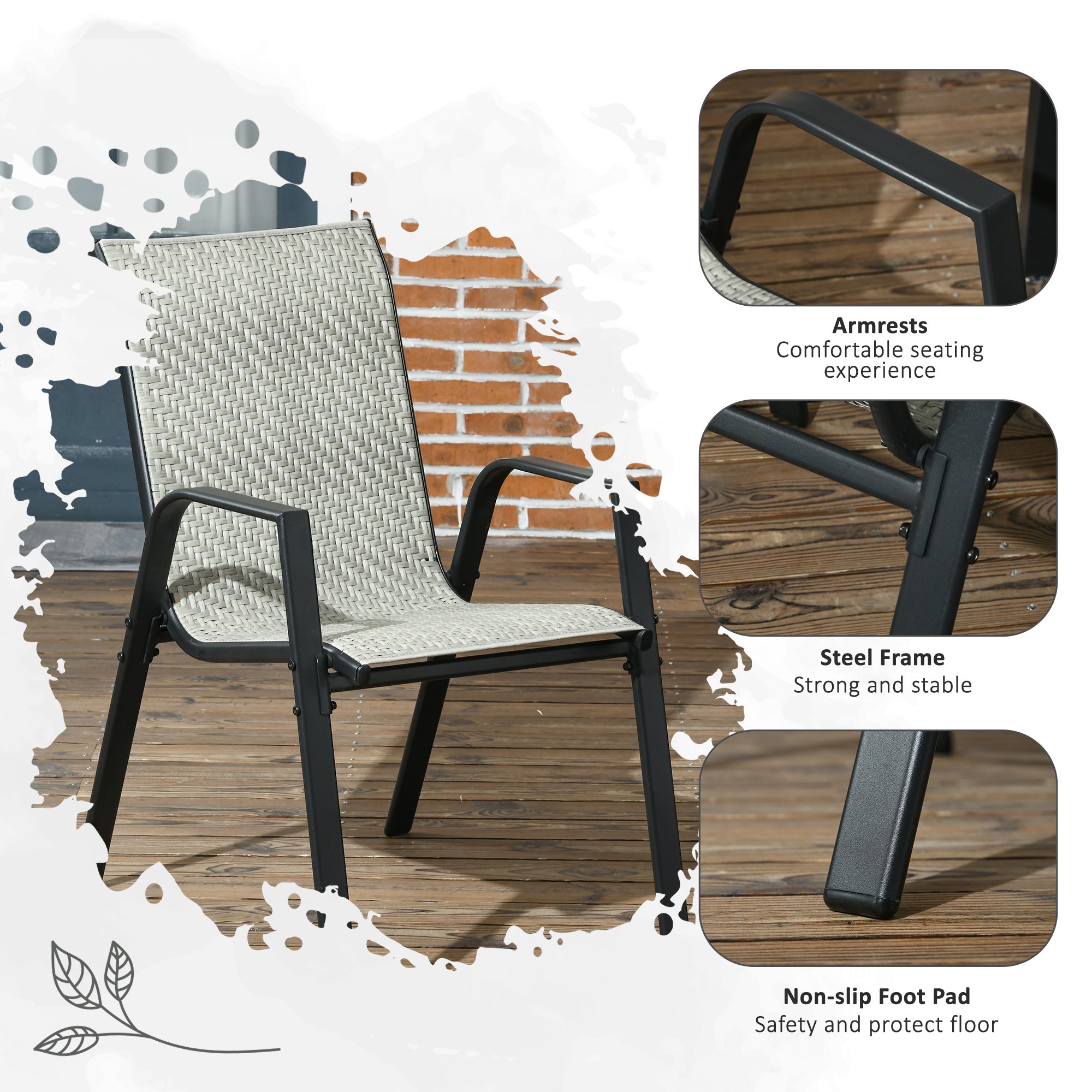 Outsunny Four-Piece Stacking Rattan Garden Seat Set - Mixed Grey - North Peak Garden Furniture