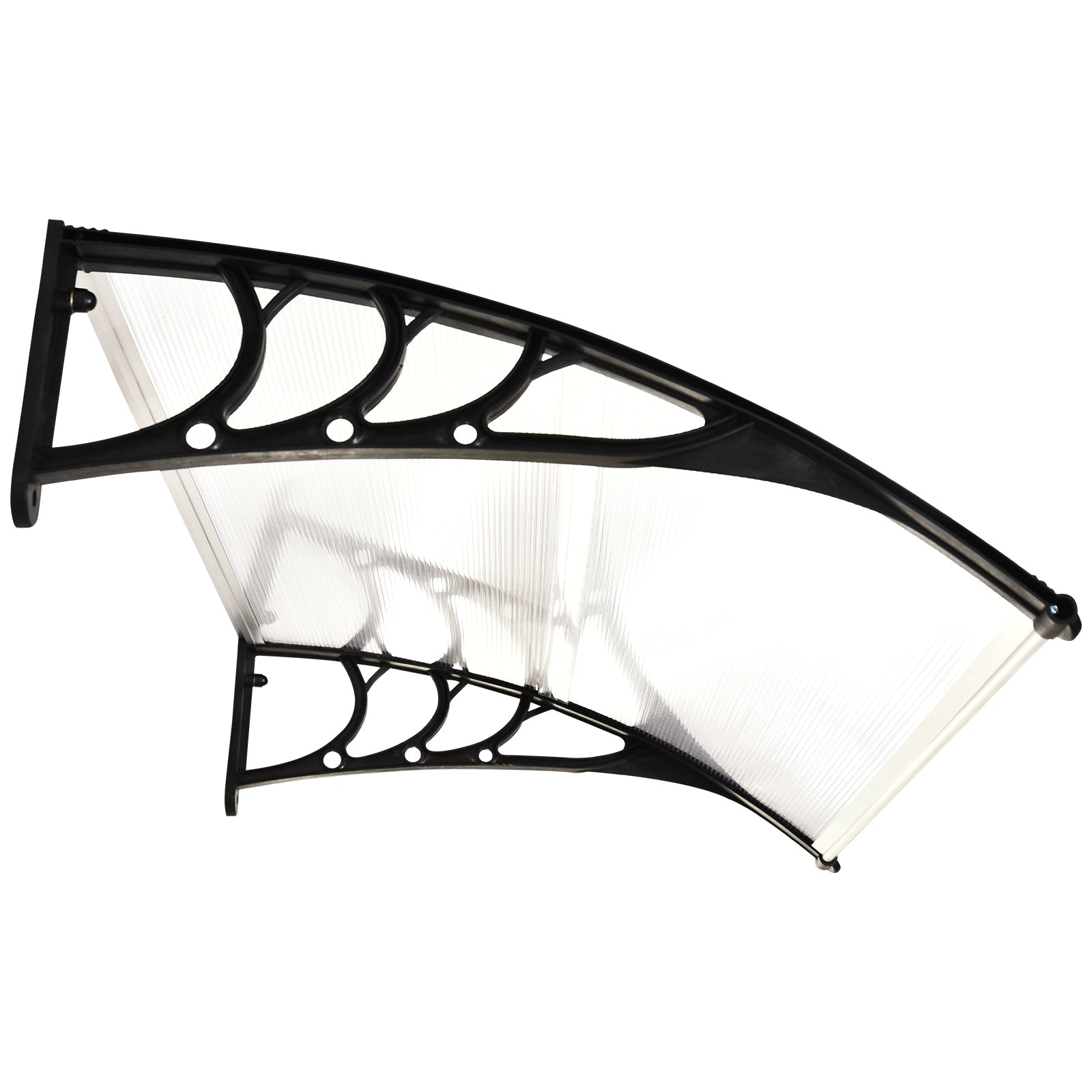 Outsunny Curved Window Door Canopy Aluminium Rigid Plastic Polycarbonate Fixed Outdoor Awning Modern Design UV Water Rain Resist