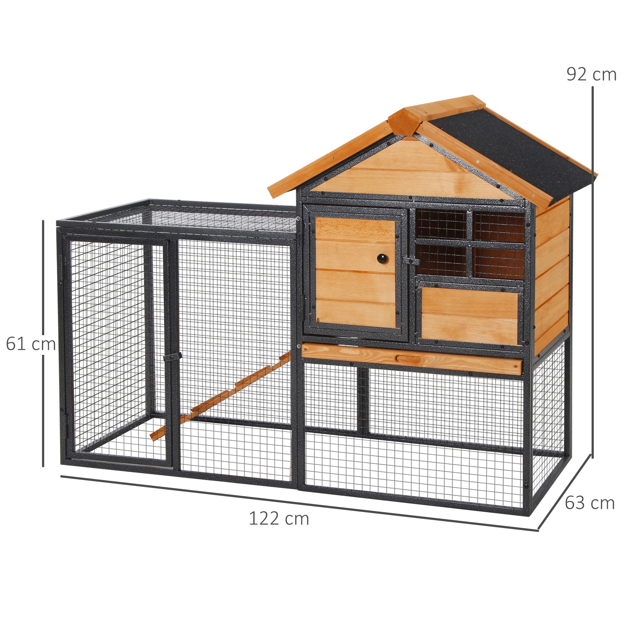 PawHut Wood-metal Guinea Pigs Hutches Elevated Pet Bunny House Rabbit Cage with Slide-Out Tray Outdoor - North Peak Garden Furniture