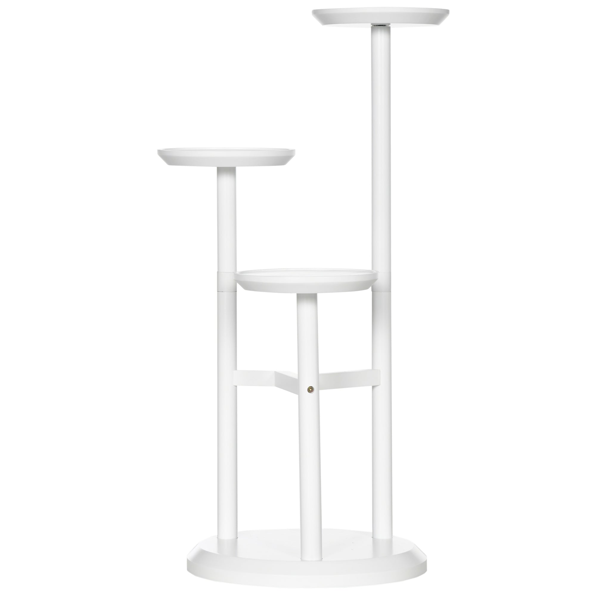 Outsunny 3-Tier Plant Stand, Plant Shelf Rack,  Bamboo Display Stand, 46x46x86cm, White