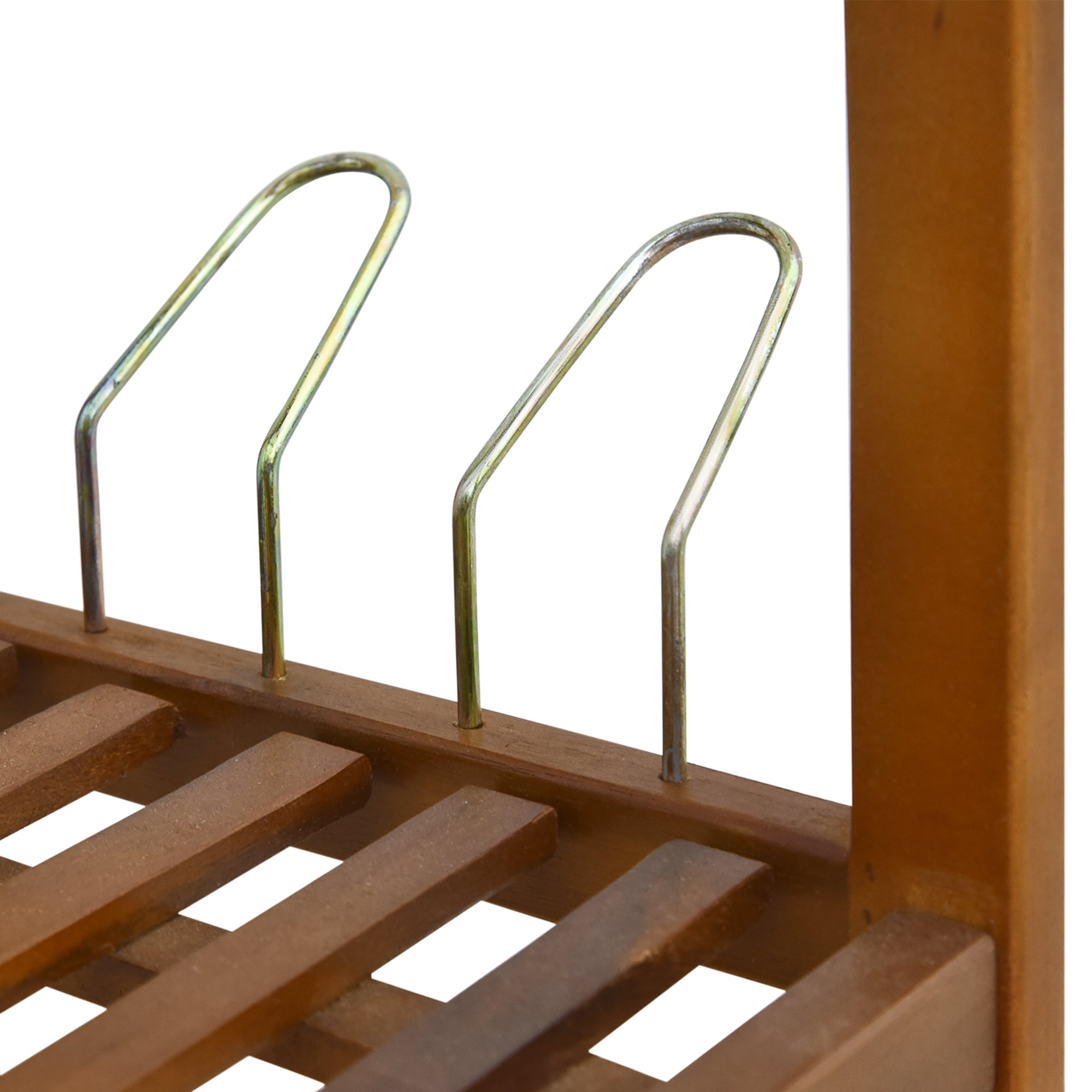 HOMCOM 3-Tier Shoe Rack, Acacia Wooden Shoe Storage Organiser with 2 Hangers, Holds up to 12 Pairs, for Entryway, Living Room, 74 x 26 x 62 cm, Teak - North Peak Garden Furniture