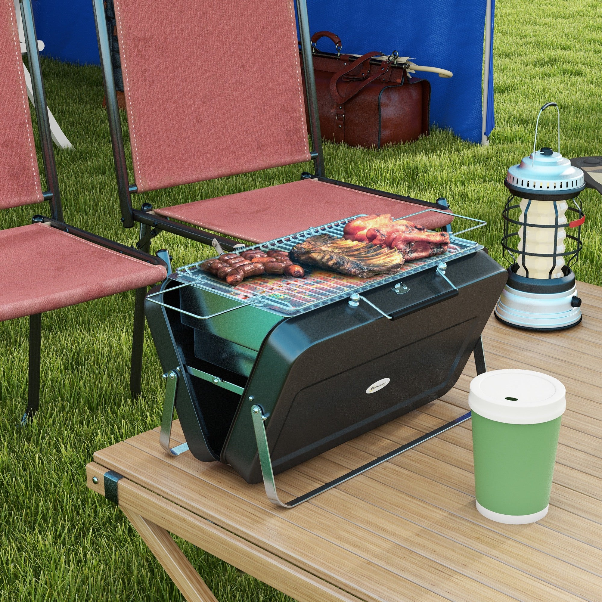 Outsunny Metal Suitable-Style Portable BBQ Grill - Black - North Peak Garden Furniture