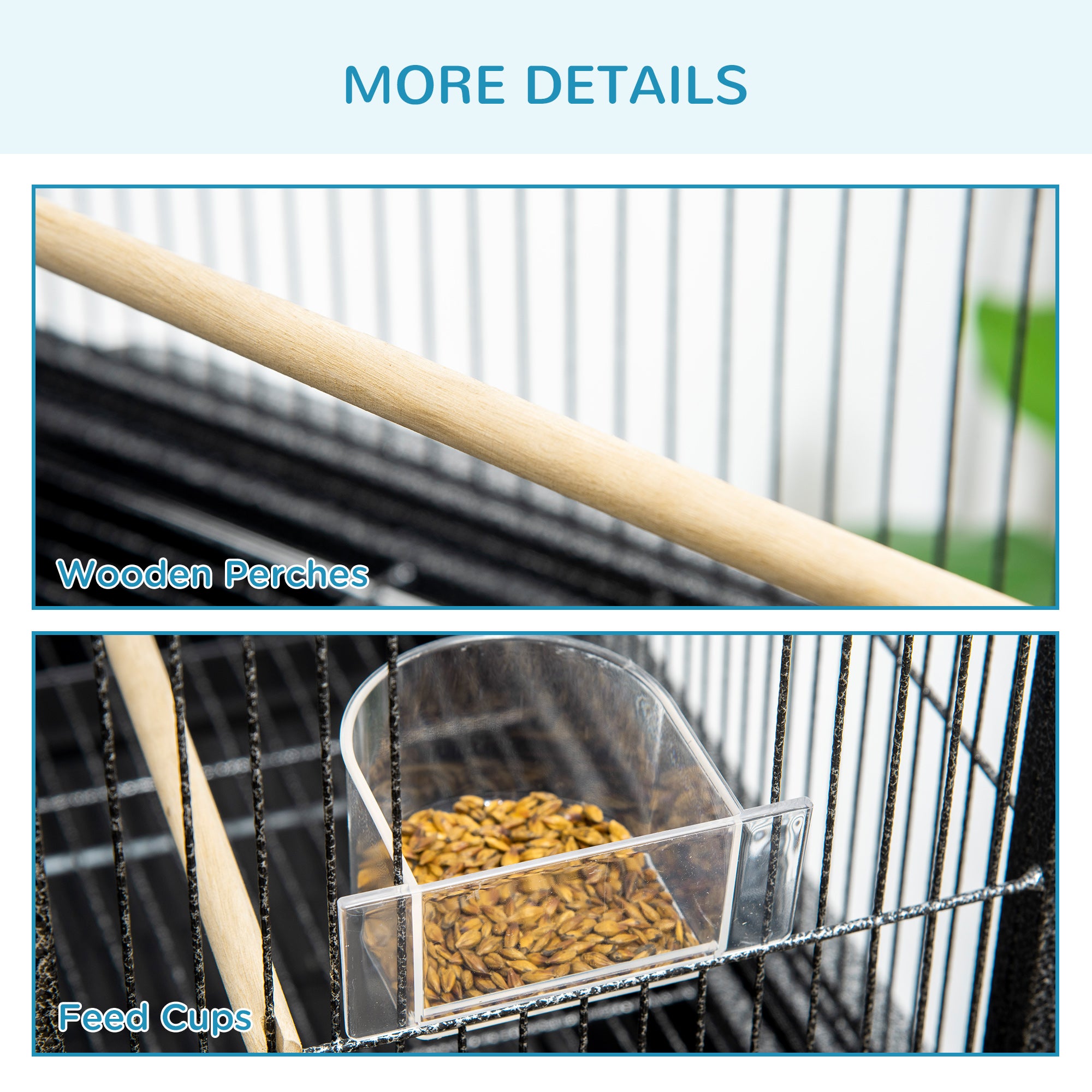 PawHut Large Bird Cage Budgie Cage with Stand, Storage Shelf, Wood Perch for Parrot Canary Parakeet Cockatiels, 81 x 48 x 162.5 cm - North Peak Garden Furniture