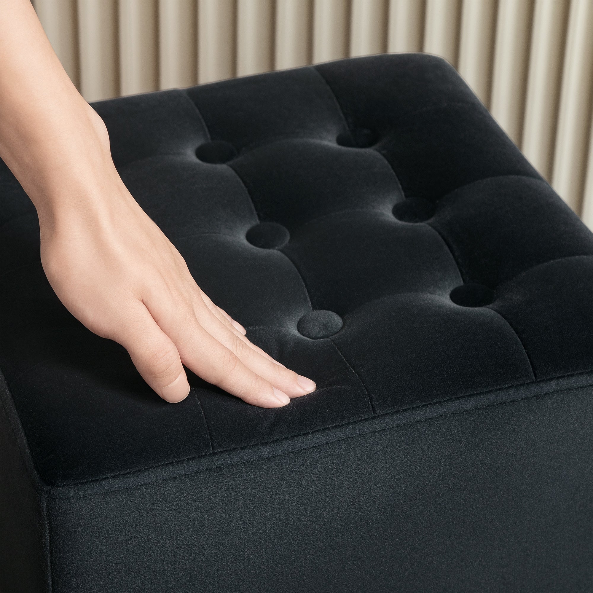 HOMCOM Velvet-Feel Square Ottoman - Grey - North Peak Garden Furniture