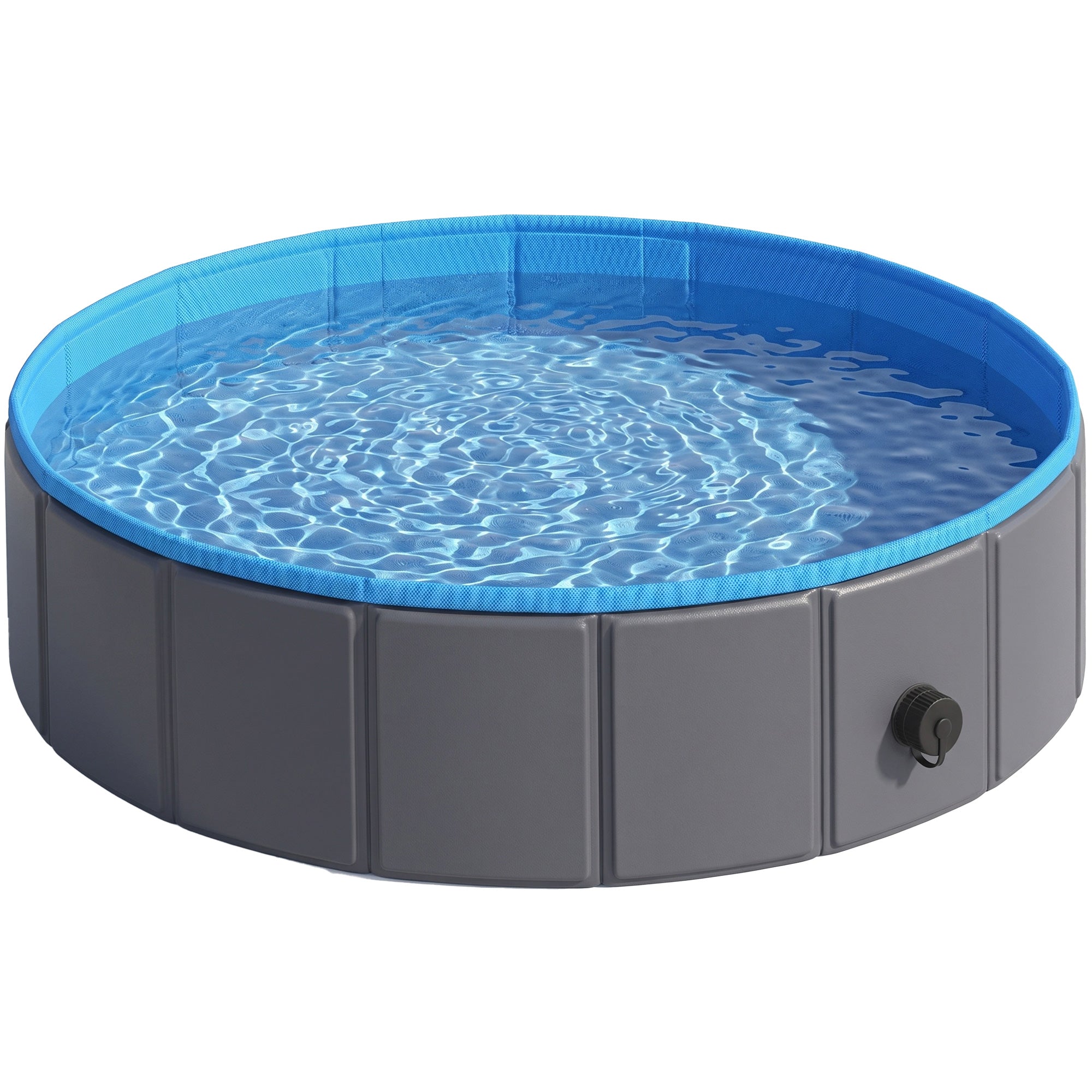 PawHut Foldable Dog Pool for Puppies and Ducks Dog Paddling Pool Bath Tub, Dark Grey, 80 x 20 cm
