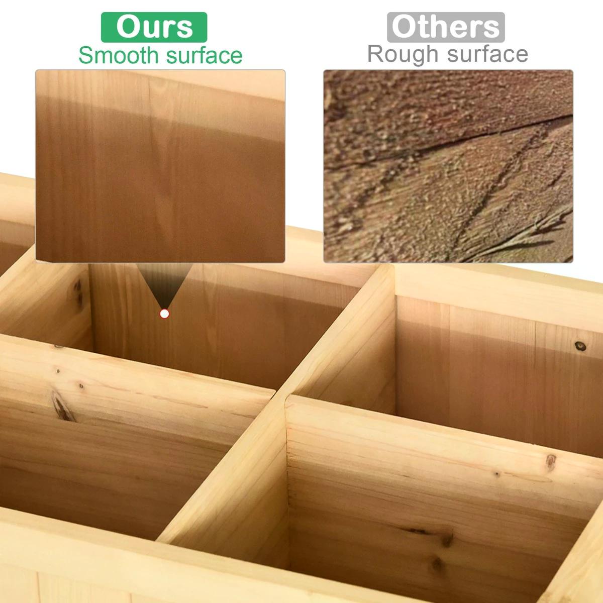 Outsunny Garden Wooden Planters, Rectangular 8 Compartment Plant Stand, Oak Tone - North Peak Garden Furniture