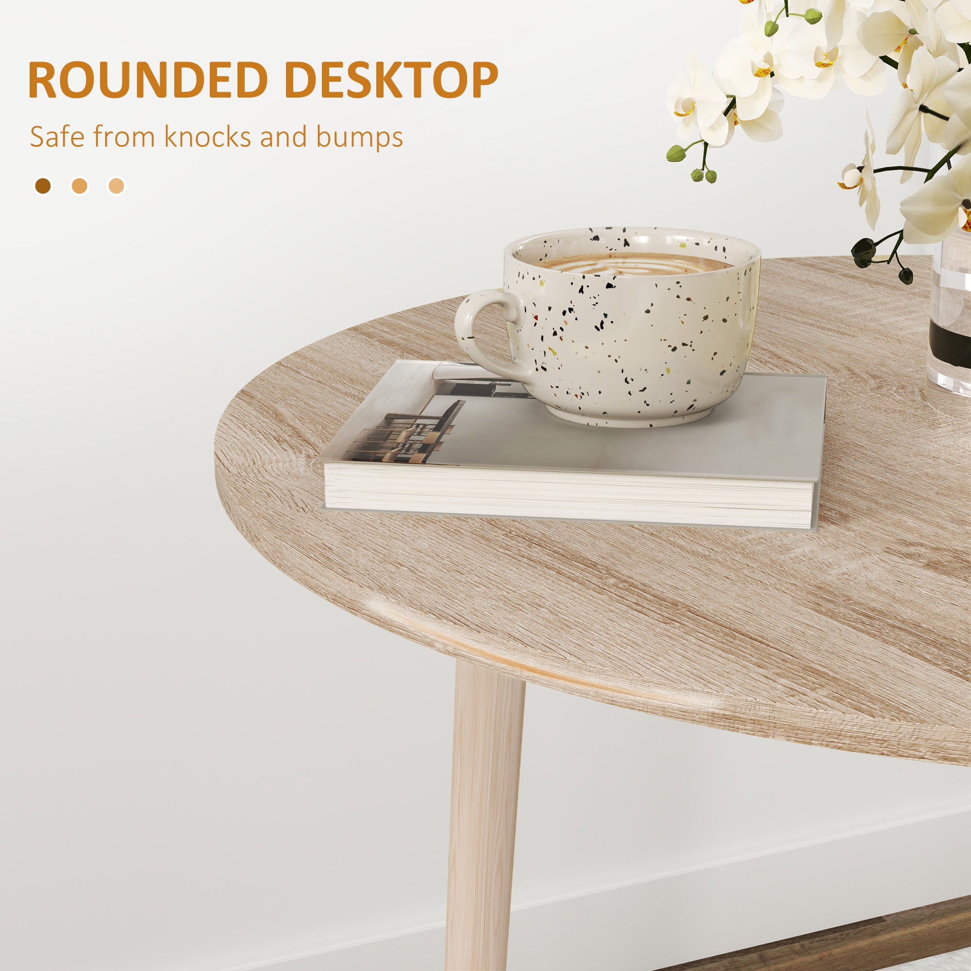 HOMCOM Folding Dining Table for 4, Round Drop Leaf Table, Modern Space Saving Small Kitchen Table with Wood Legs for Dining Room, Natural - North Peak Garden Furniture