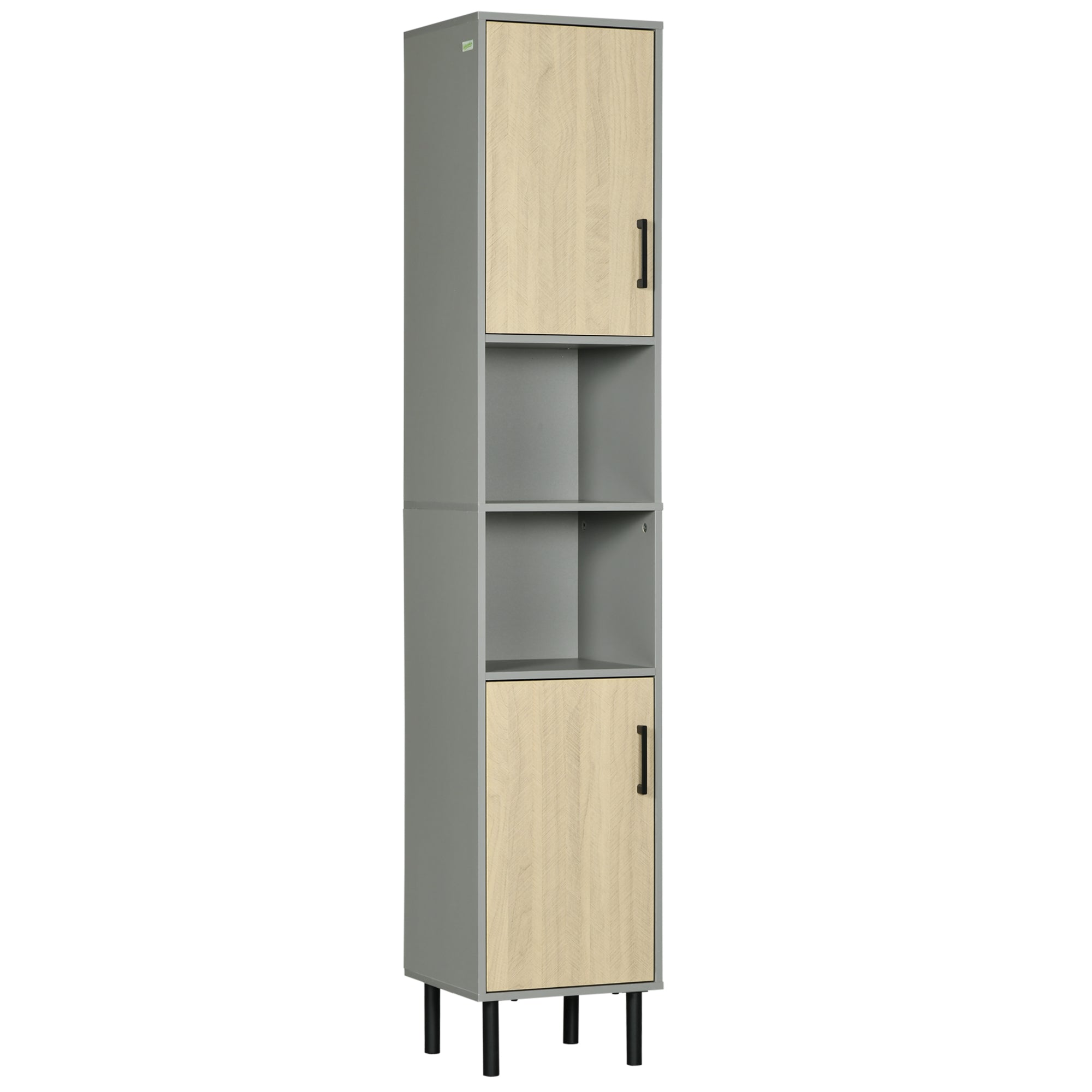 kleankin Freestanding Bathroom Storage, Tall Bathroom Cabinet with Door and Adjustable Shelves, 31.4x30x165cm - North Peak Garden Furniture