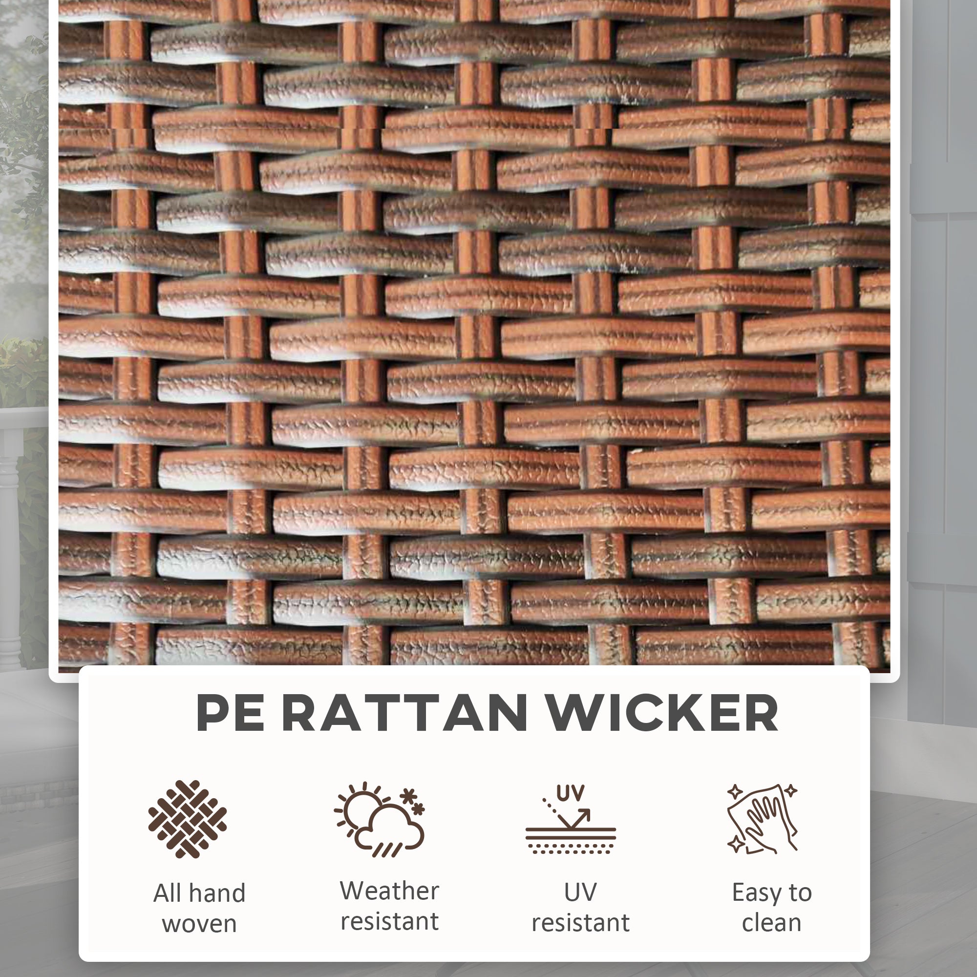 Outsunny Foldable PE Rattan Outdoor Coffee Table, Metal Frame Wicker Round Side Table, Coffee Table Side Table for Lawn, Garden, Mixed Brown - North Peak Garden Furniture