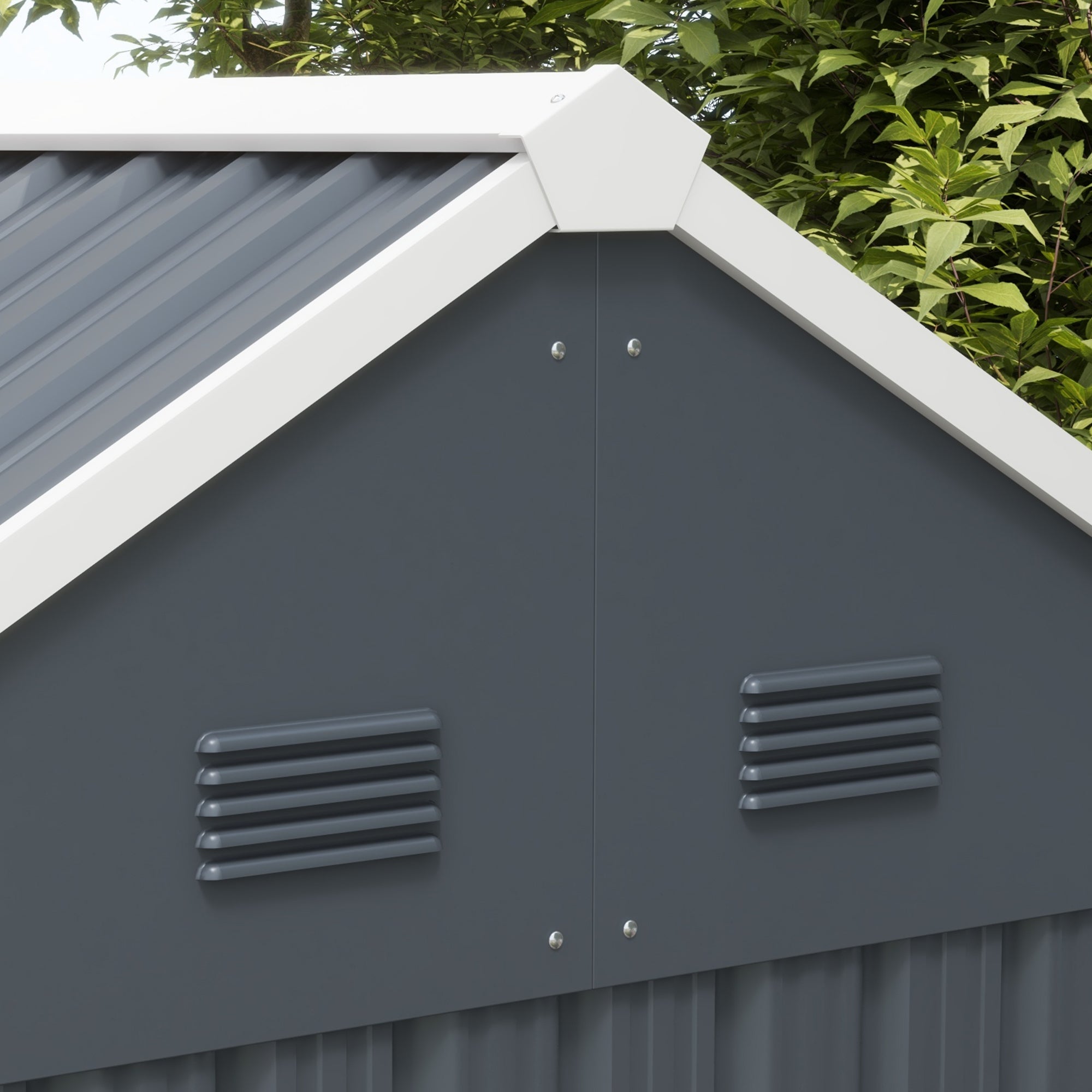 Outsunny 7 x 6ft Galvanised Garden Shed, with Latch - Dark Grey - North Peak Garden Furniture