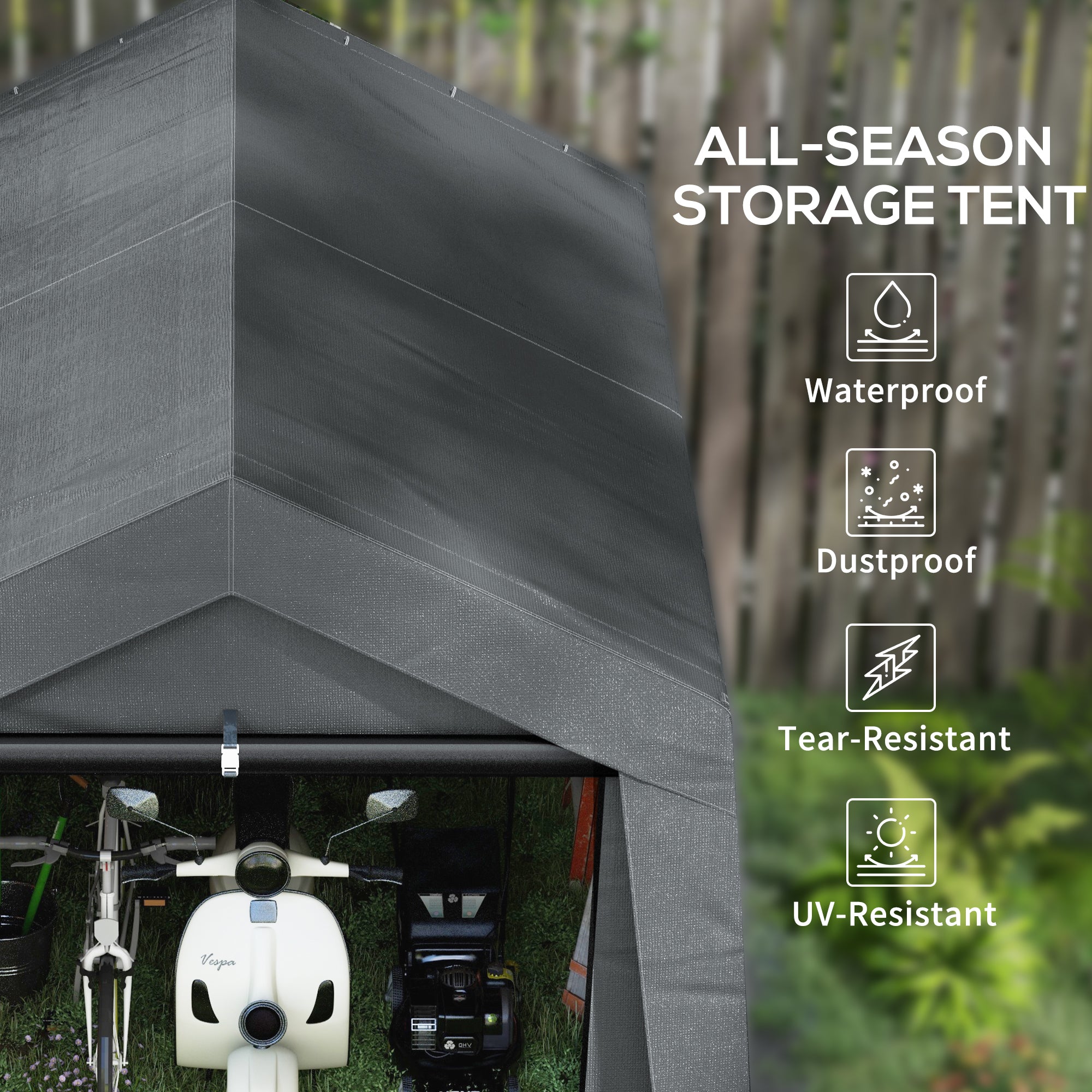 Outsunny 3.6 x 2.1m Portable Outdoor Shed, with Window - Dark Grey - North Peak Garden Furniture