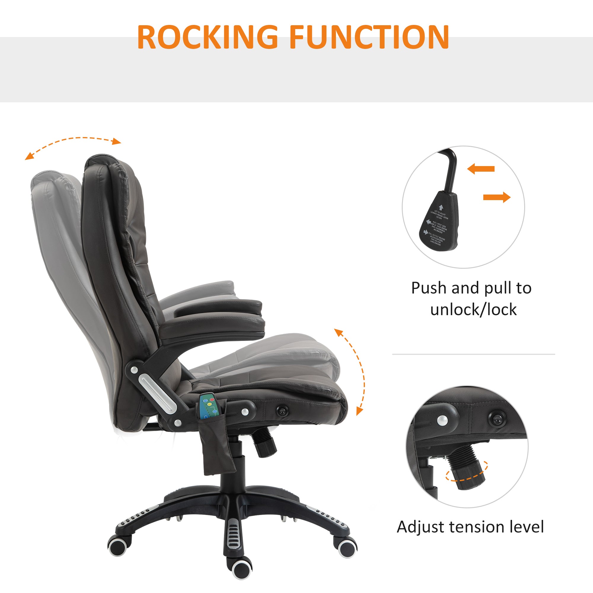HOMCOM Executive Office Chair with Massage and Heat, High Back PU Leather Massage Office Chair with Adjustable Height, Brown - North Peak Garden Furniture