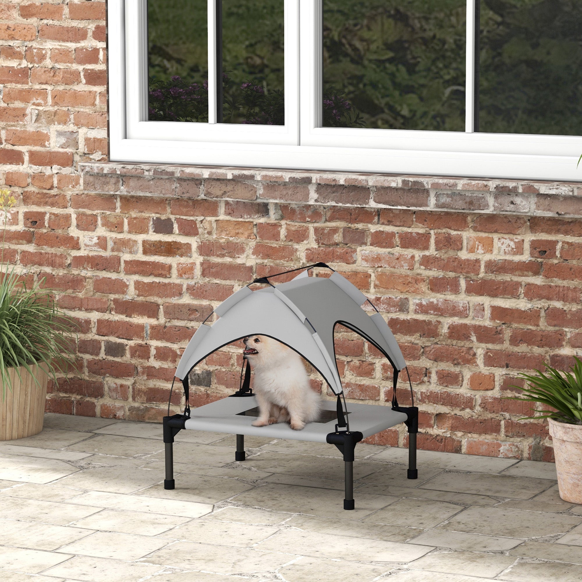 PawHut Cooling Raised Pet Bed w/ Washable Breathable Mesh, for Mini Small Dogs, 61 x 46 x 63cm - Light Grey - North Peak Garden Furniture