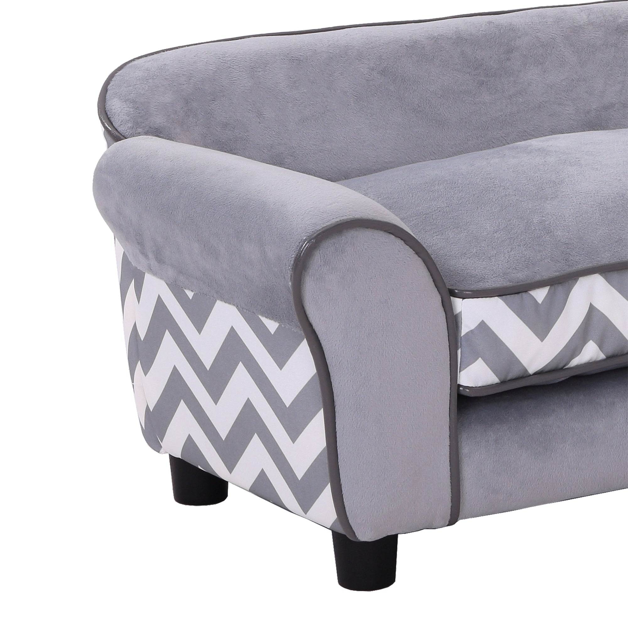 PawHut Dog Sofa Bed for XS-Sized Dogs, Cat Sofa with Soft Cushion, Pet Chair Lounge with Washable Cover, Removable Legs, Wooden Frame - Grey - North Peak Garden Furniture