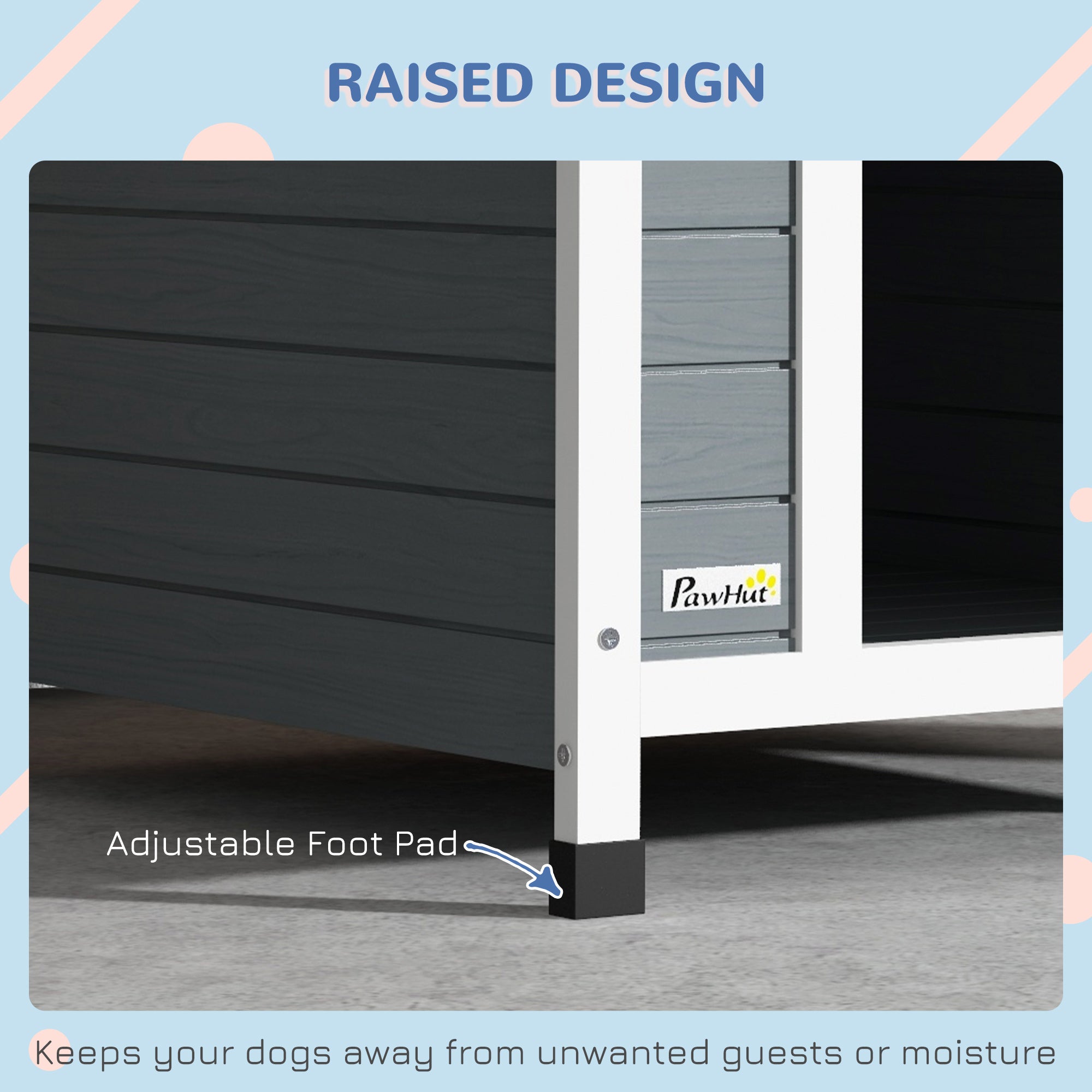 PawHut Outdoor Dog Kennel, Wooden Dog House, with Removable Floor, Anti-Corrosion Wood, for Medium Dogs, 82H x 75W x 88Dcm - North Peak Garden Furniture