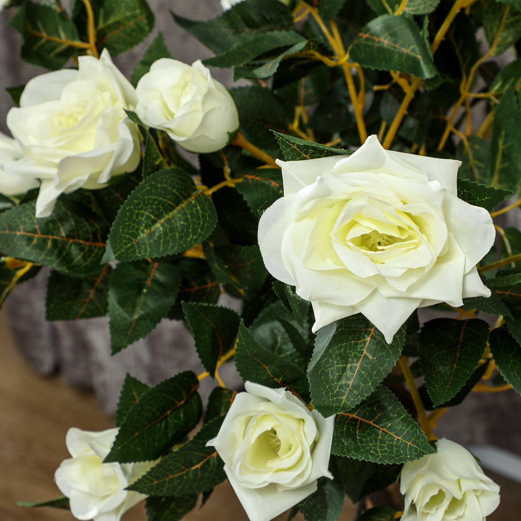 Outsunny Set of Two Faux Rose Trees - White