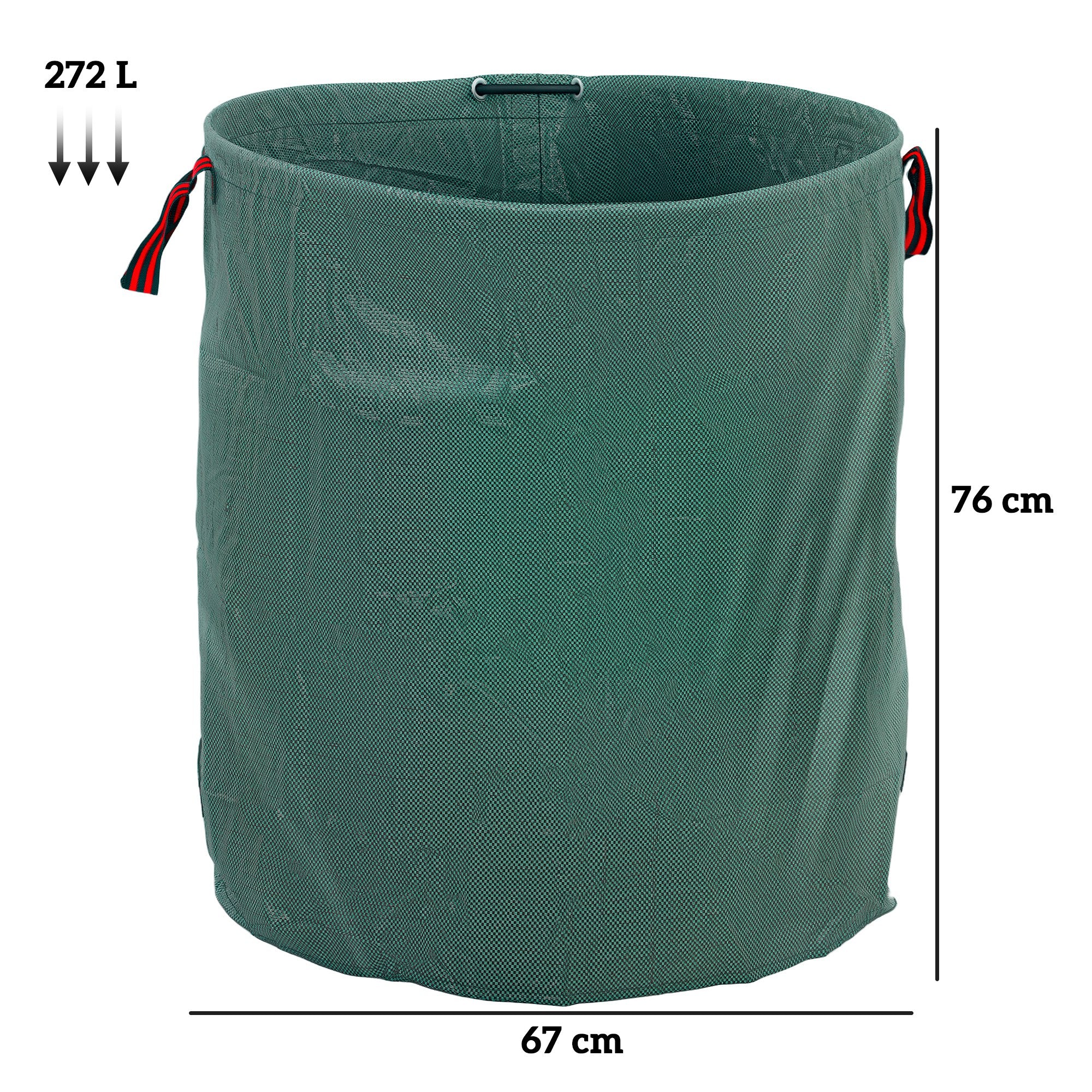 Outsunny Garden Waste Bags, 272L x 3 Heavy Duty Garden Bags, Foldable and Reusable Waste Sacks with Handles for Loading Leaf, Trash, Debris, Green - North Peak Garden Furniture