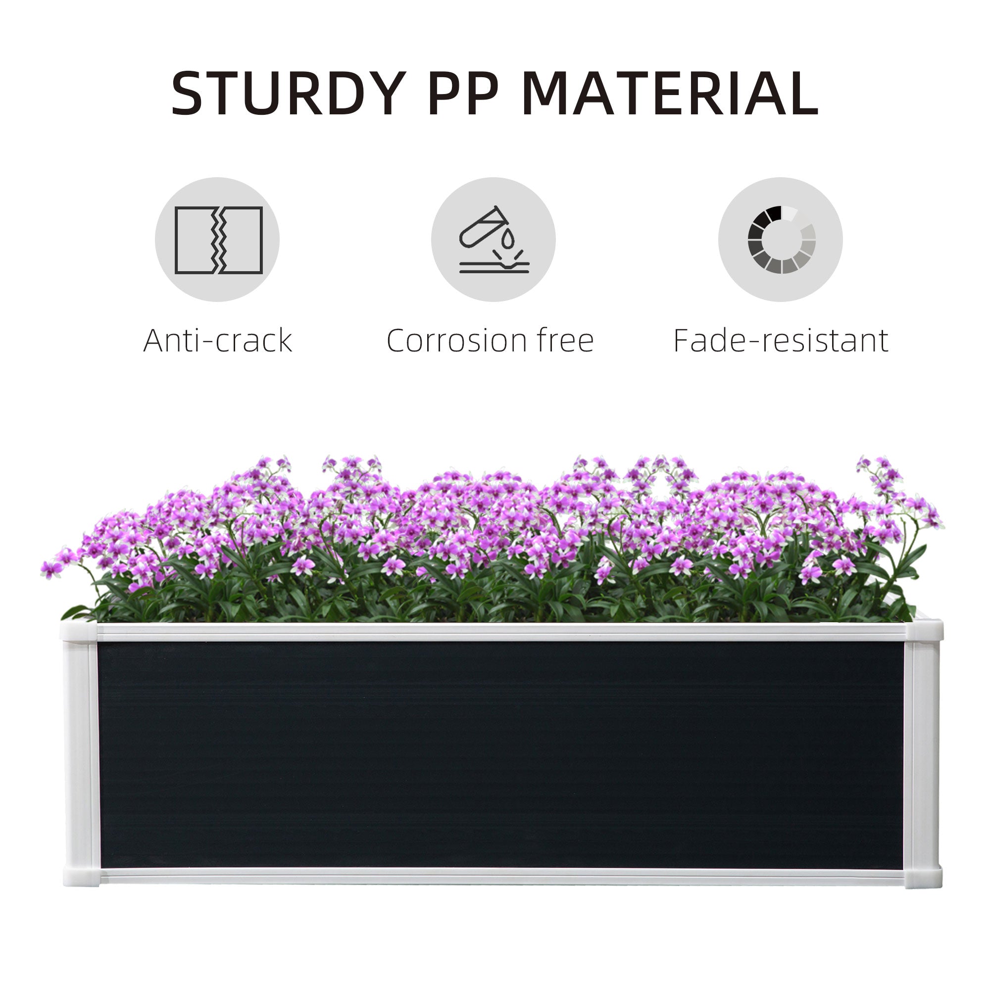 Outsunny Raised Planter Bed: Patio Vegetable & Floral Oasis, PP Construction