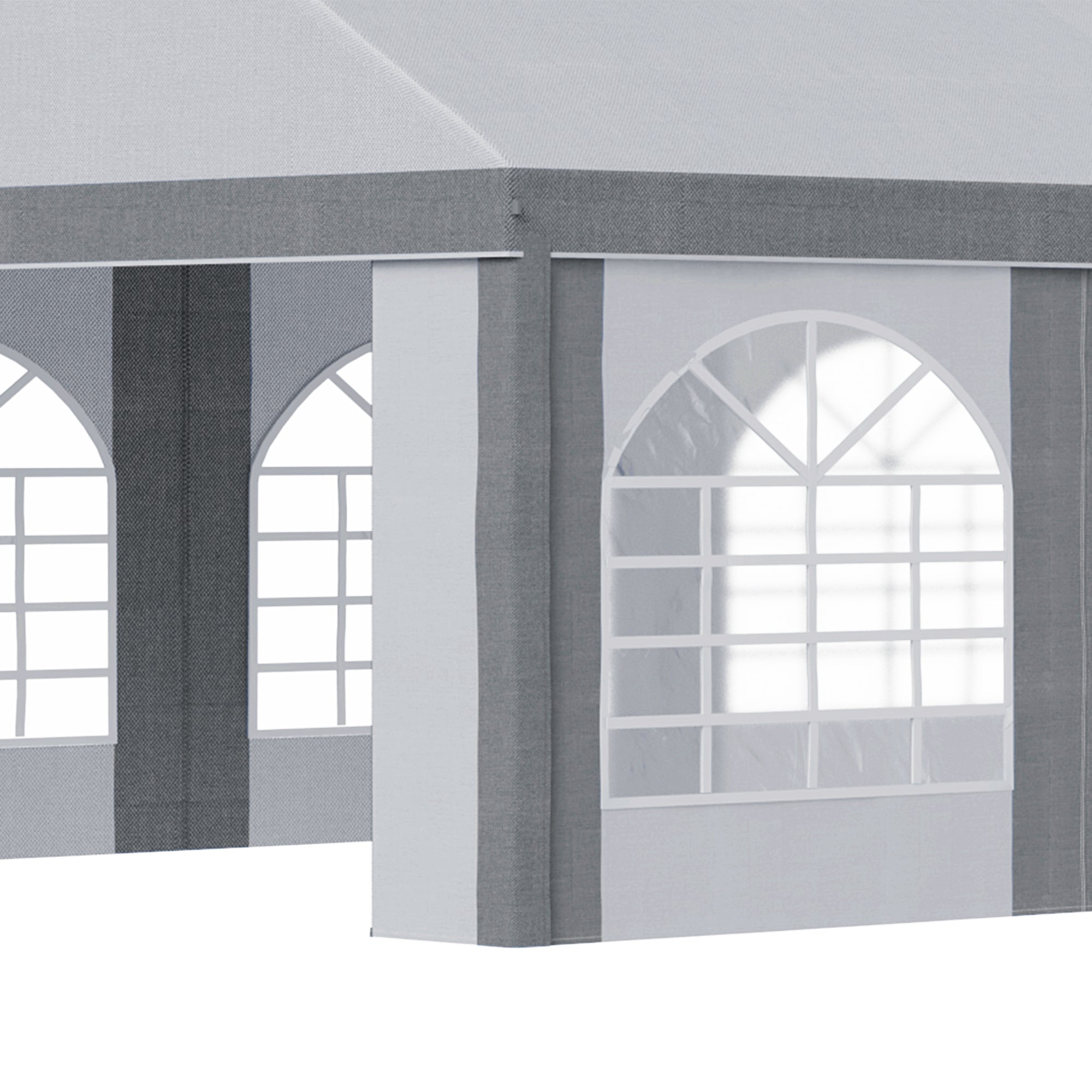 Outsunny 8 x 4m Galvanised Party Tent, Marquee Gazebo with Sides, Eight Windows and Double Doors, for Parties, Wedding and Events - North Peak Garden Furniture