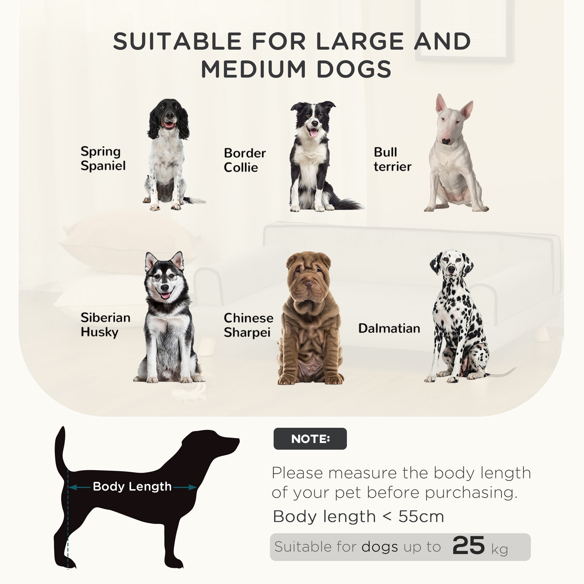 PawHut Dog Sofa, with Wooden Legs, Water-Resistant Fabric, for Medium & Large Dogs - Grey - North Peak Garden Furniture