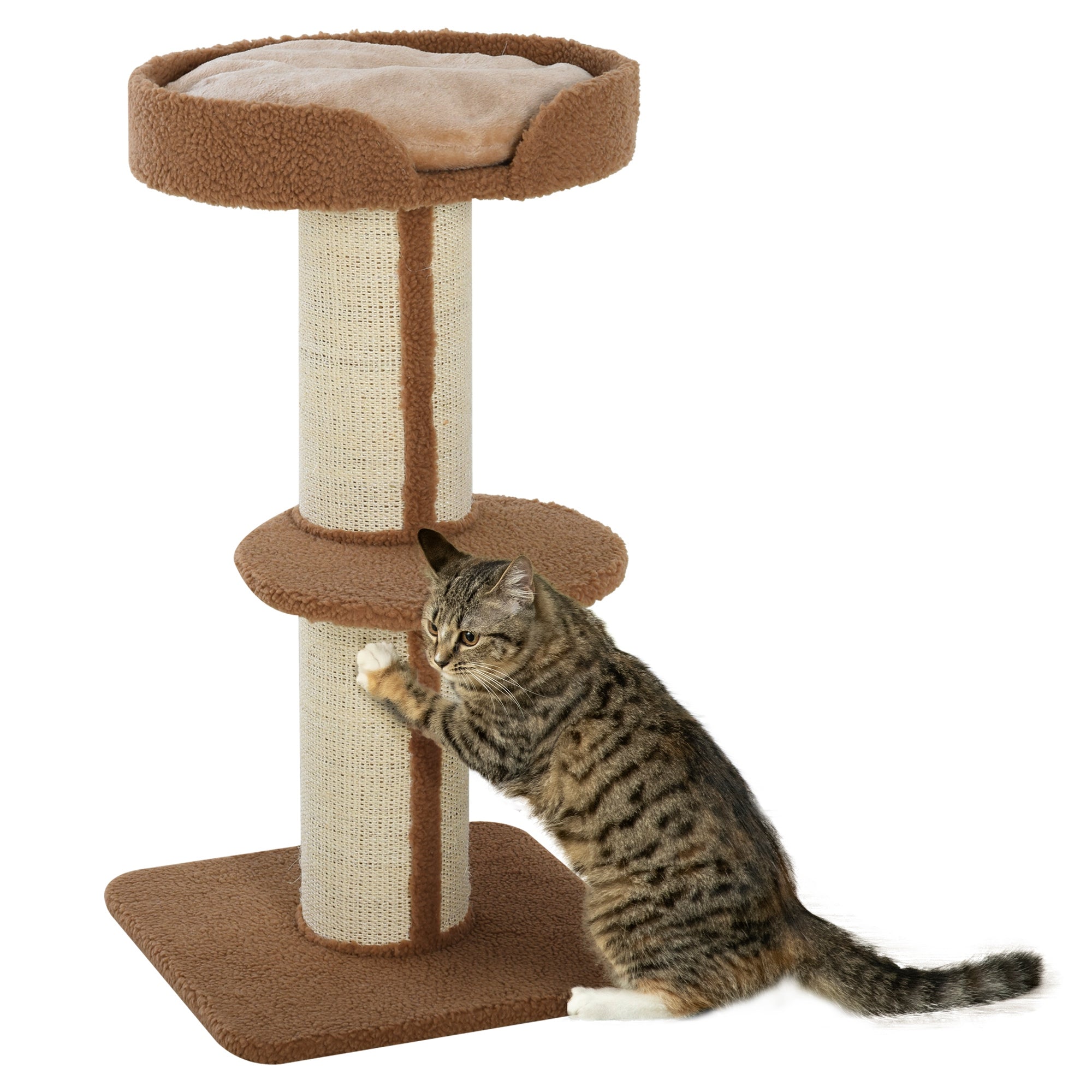 PawHut 91cm Cat Tower Scratching Posts Cat Tree for Indoor Cats Kitten Activity Centre Brown - North Peak Garden Furniture