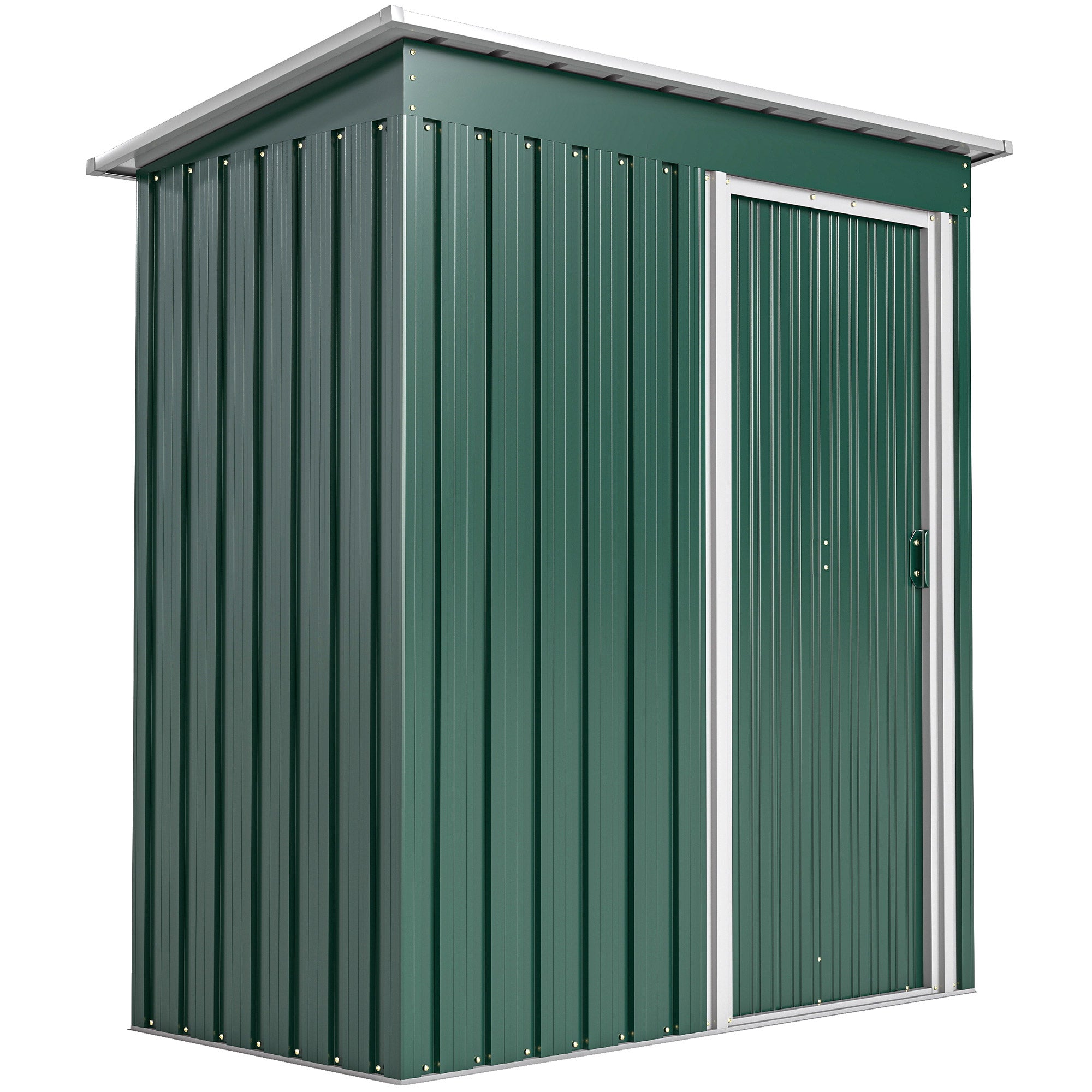 Outsunny 5 x 3ft Garden Storage Shed with Sliding Door and Sloped Roof Outdoor Equipment Tool Garden, Green