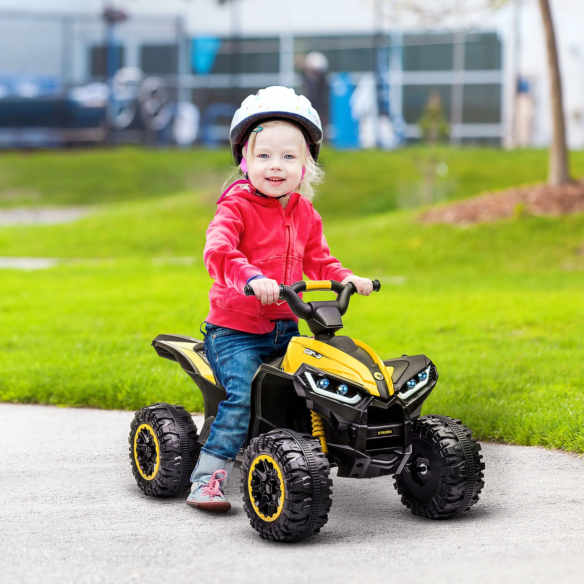 HOMCOM 12V Ride-On Quad Bike w/ Music, Horn, for Ages 3+ Years - Yellow