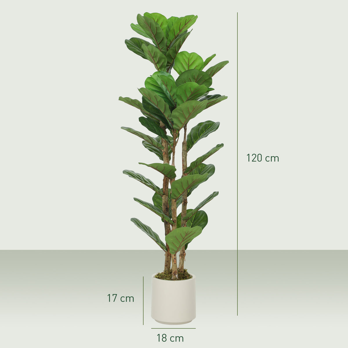 HOMCOM 120cm Artificial Fiddle Leaf Fig Tree - Green