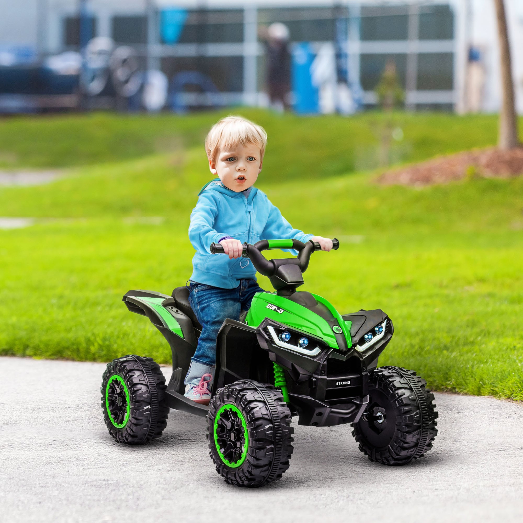 HOMCOM 12V Ride-On Quad Bike w/ Music, Horn, for Ages 3-5 Years - Green