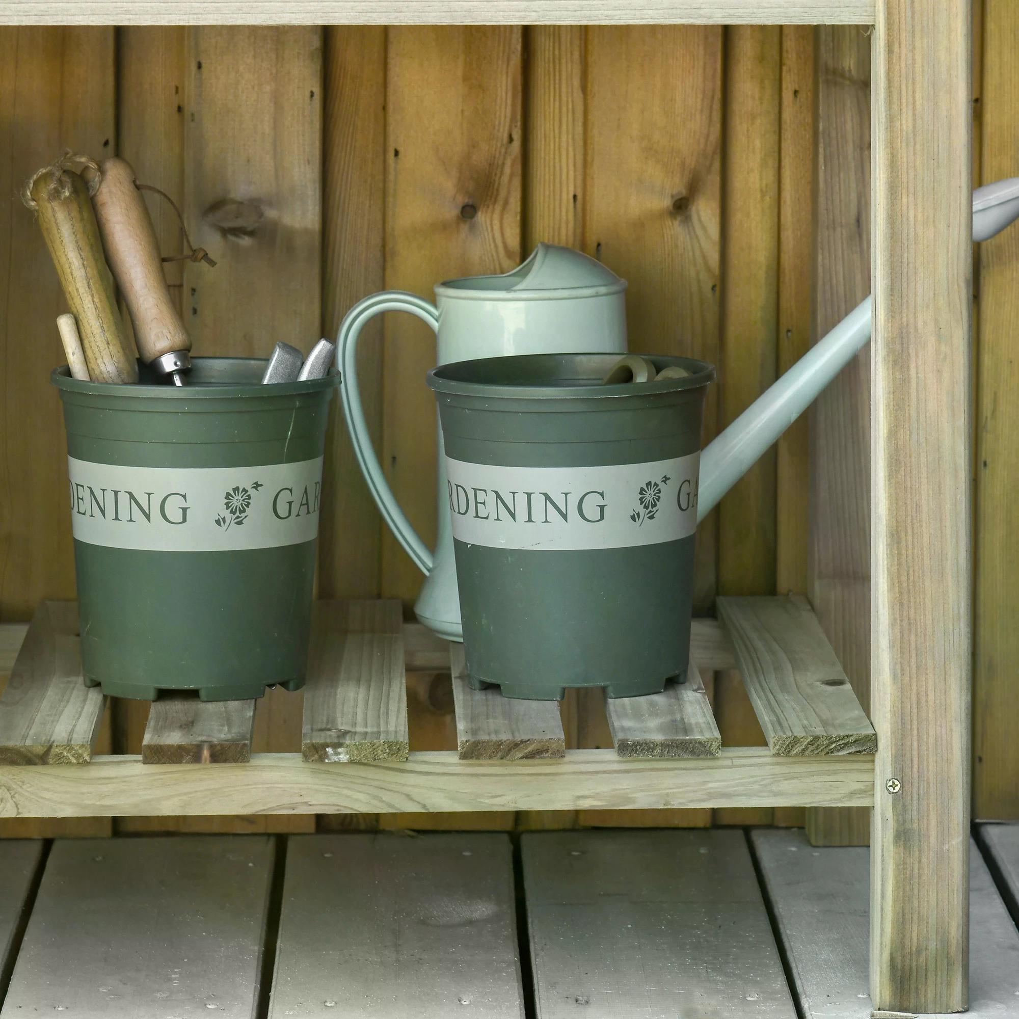 Outsunny Garden Wooden Planters， Raised Garden Bed with Legs and Storage Shelf Elevated Wooden Planter Box