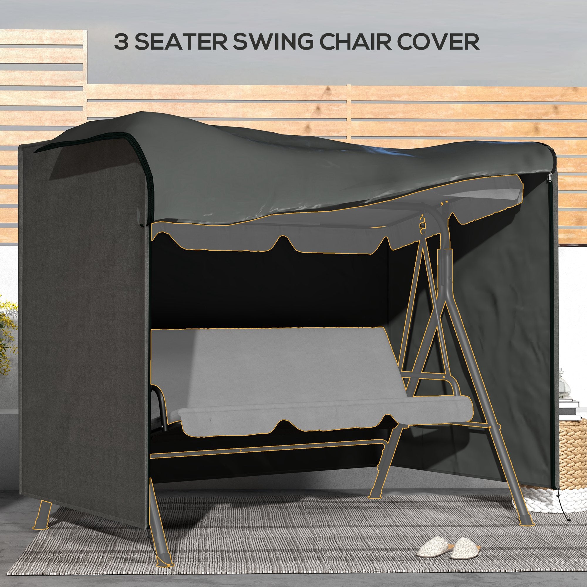 Outsunny 205 x 124cm Three-Seater Swing Chair Protective Cover Dark Grey - North Peak Garden Furniture