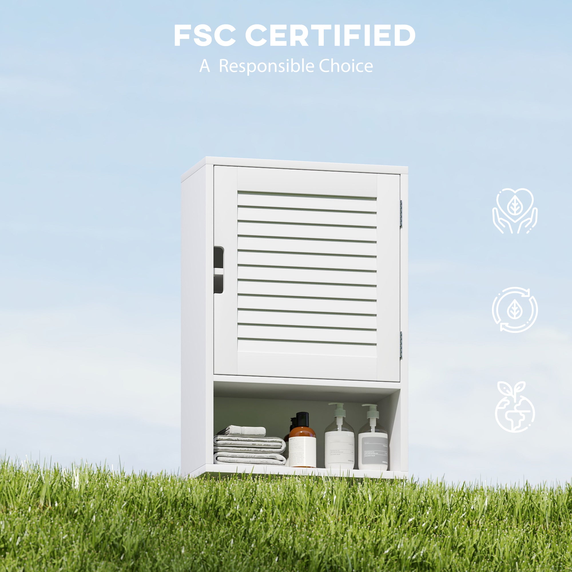 HOMCOM Bathroom Cabinet, Wall Mounted Storage Cabinet with Adjustable Shelves, 40 x 20 x 60 cm, White