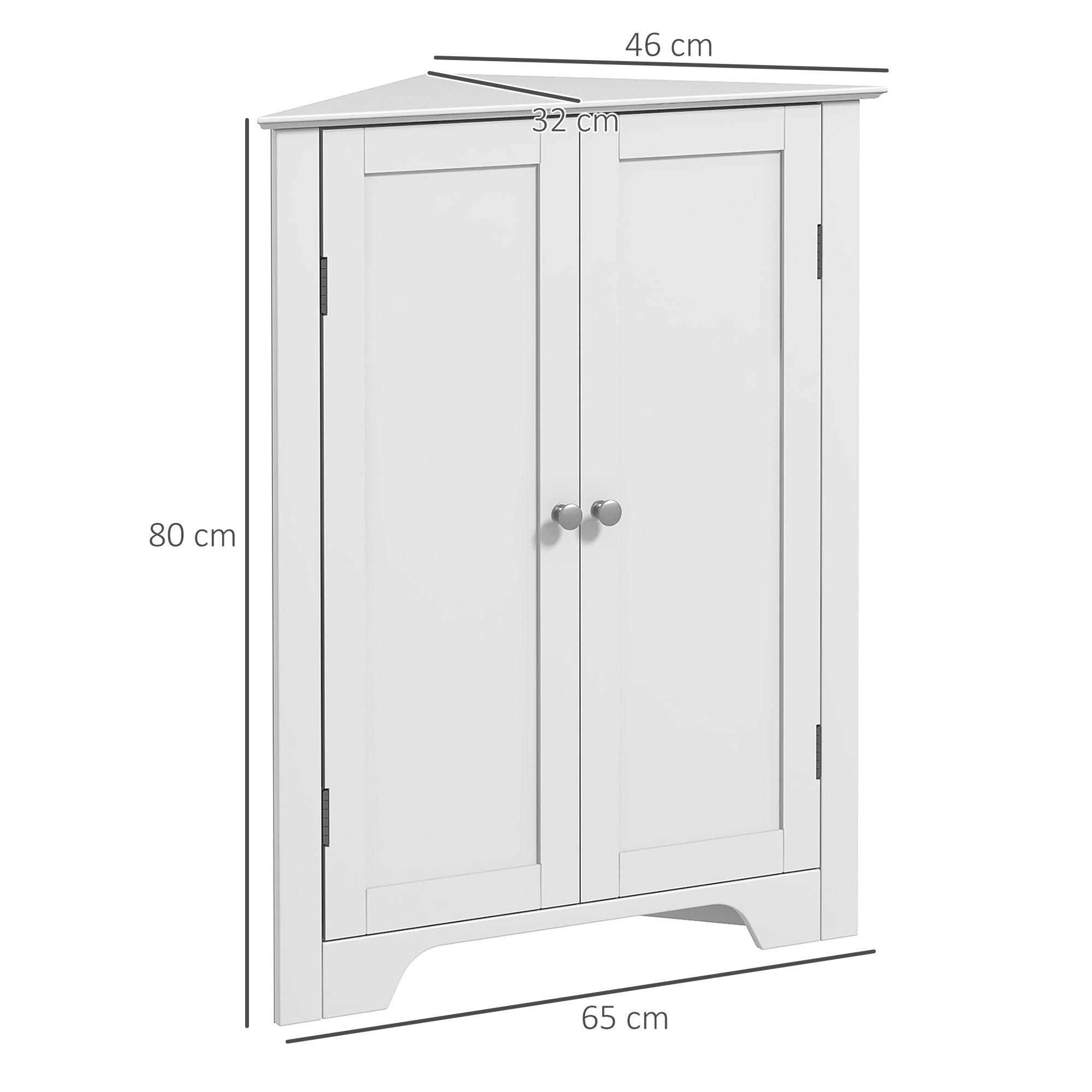 kleankin Corner Cabinet, Triangle Bathroom Storage Cabinet with Adjustable Shelf and Recessed Door, Free Standing, White