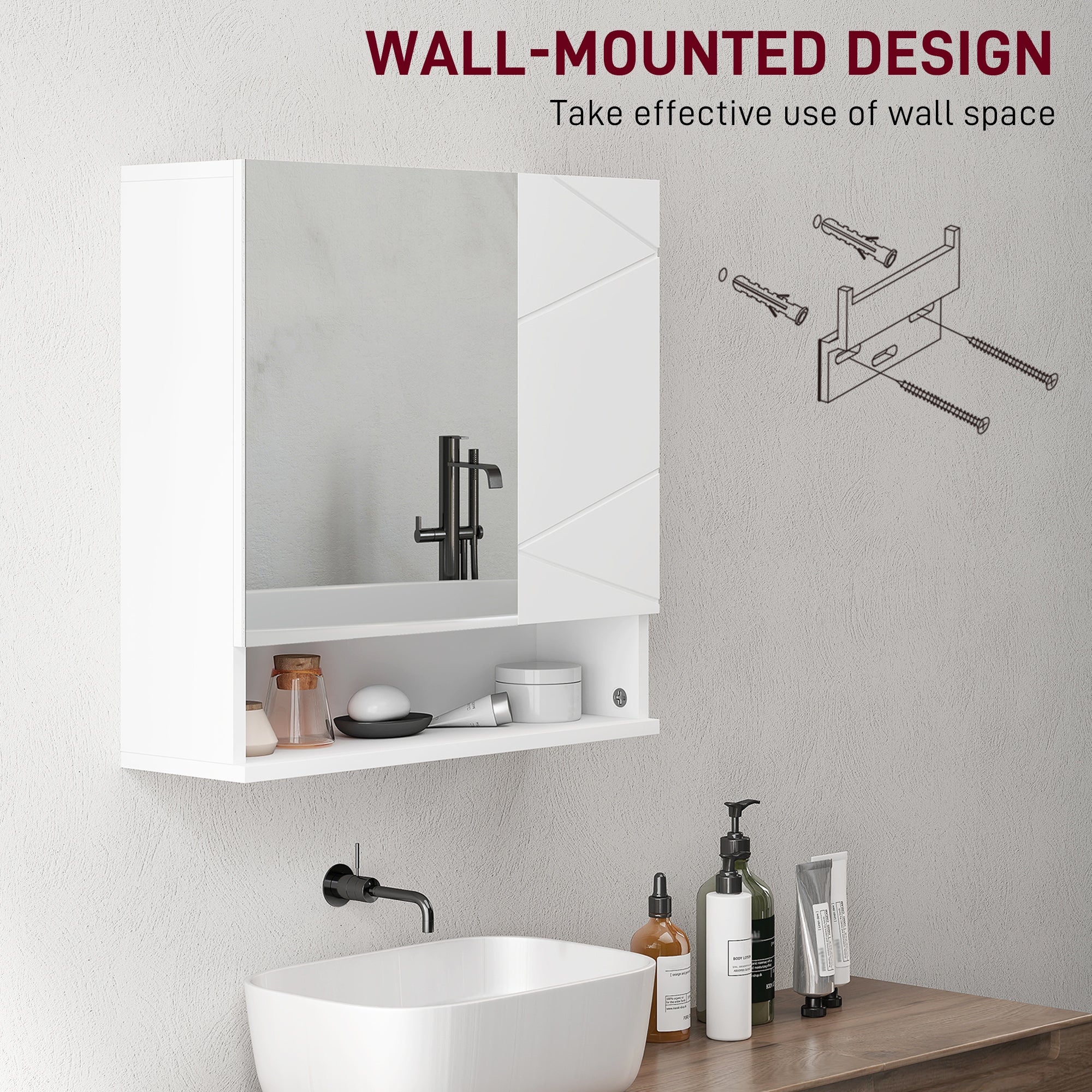 kleankin Wall Mounted Bathroom Storage Cupboard - White - North Peak Garden Furniture